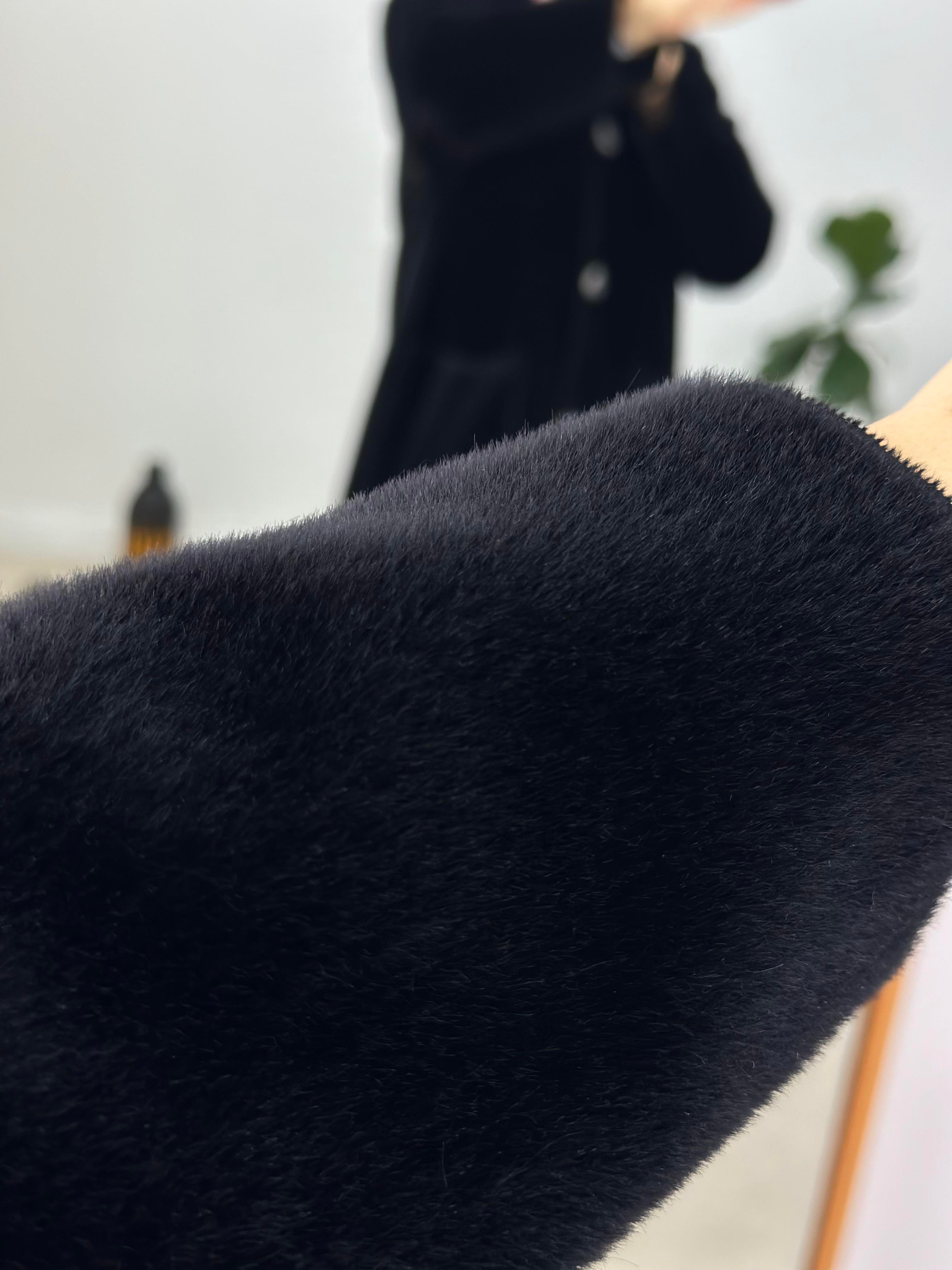 Suni Kürk Kumaş Oversize Kaban