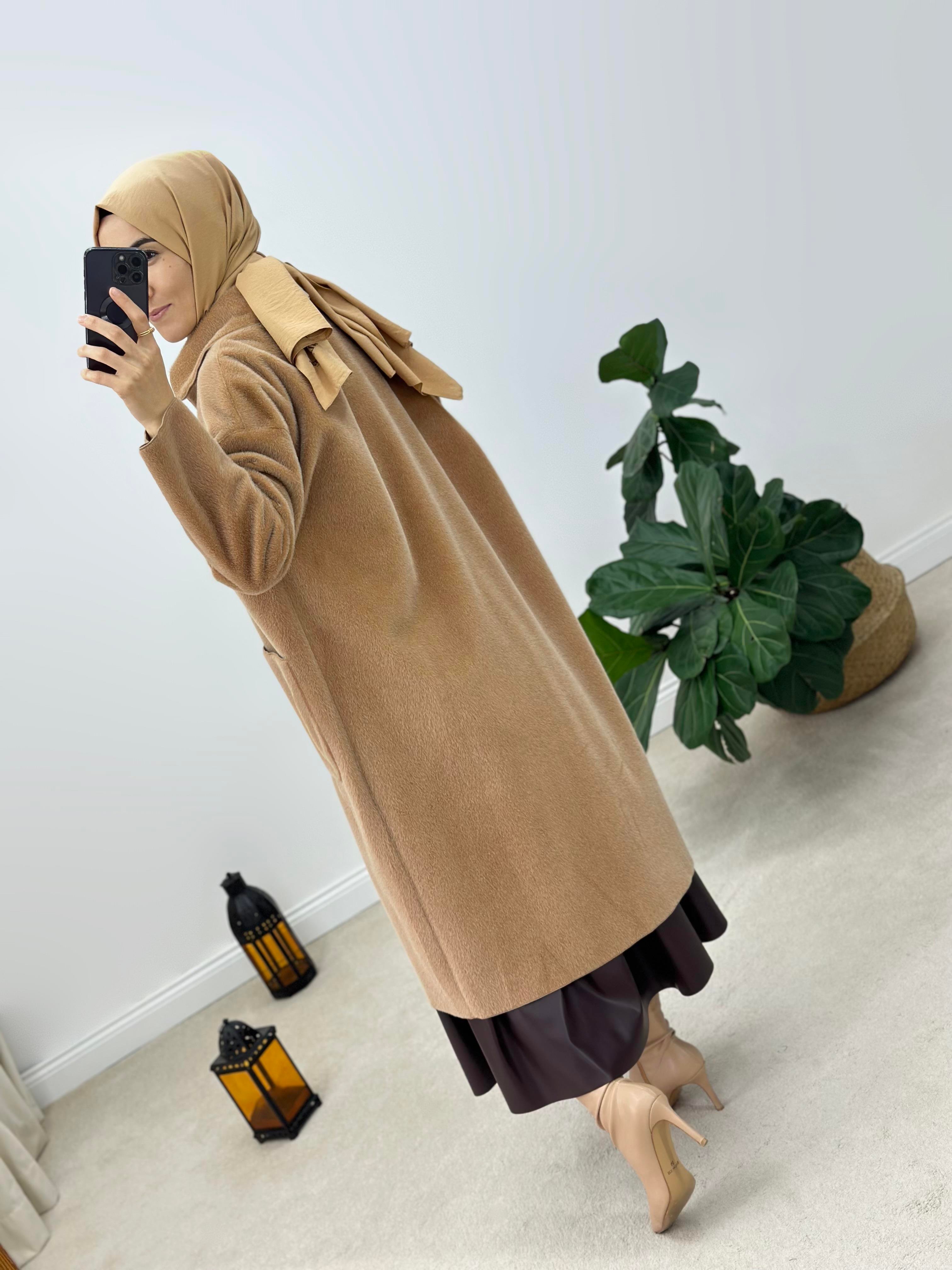 Suni Kürk Kumaş Oversize Kaban