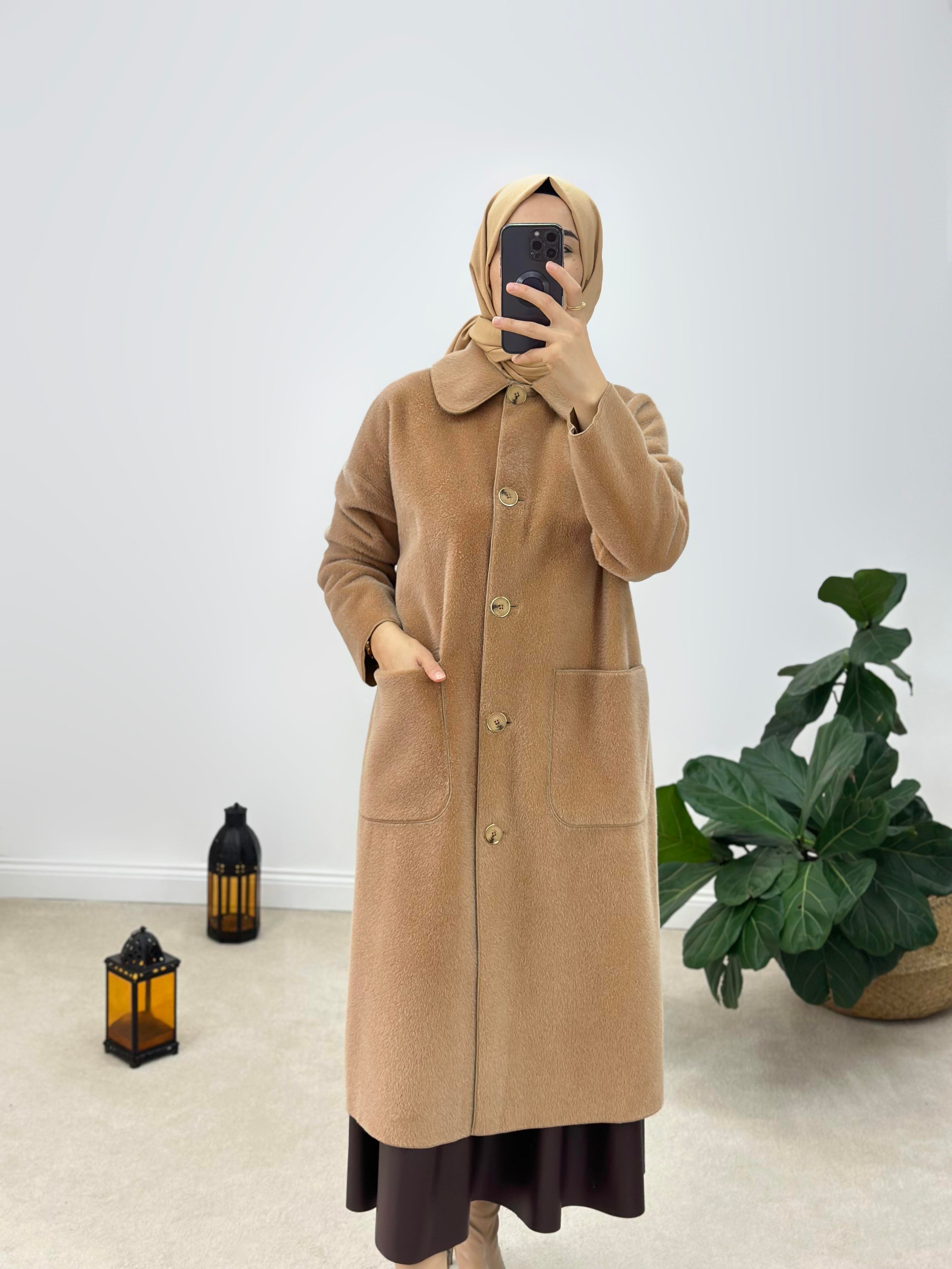 Suni Kürk Kumaş Oversize Kaban