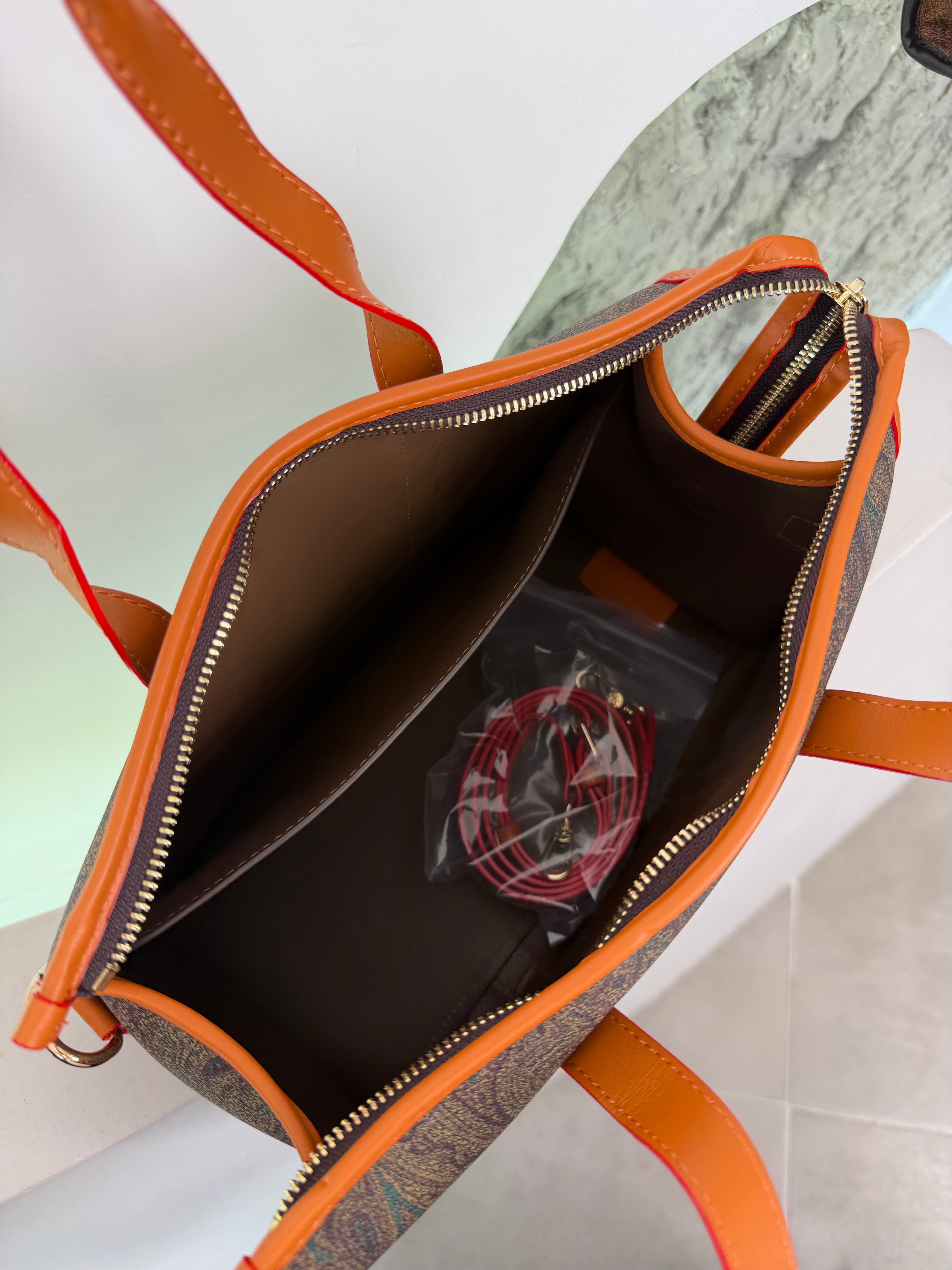 Taba Renk Etnik Desen Premium El Çantası