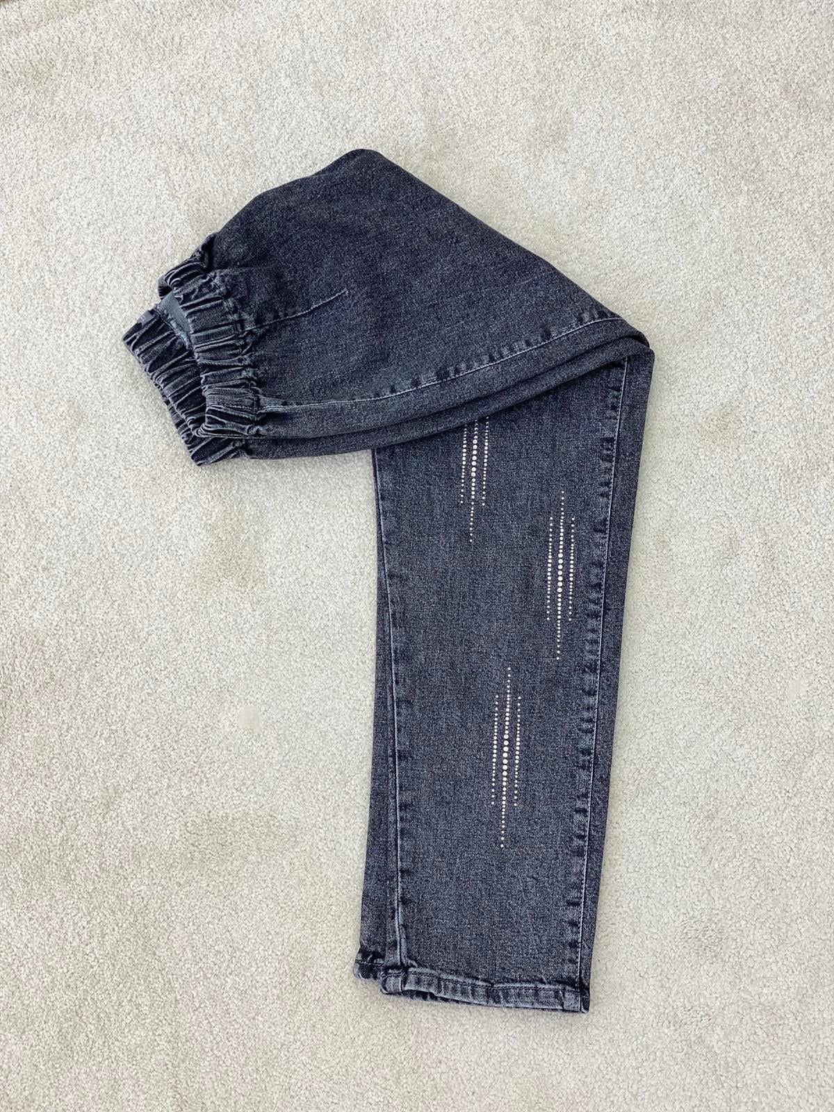 Taş Detaylı Beli LAstikli Jean