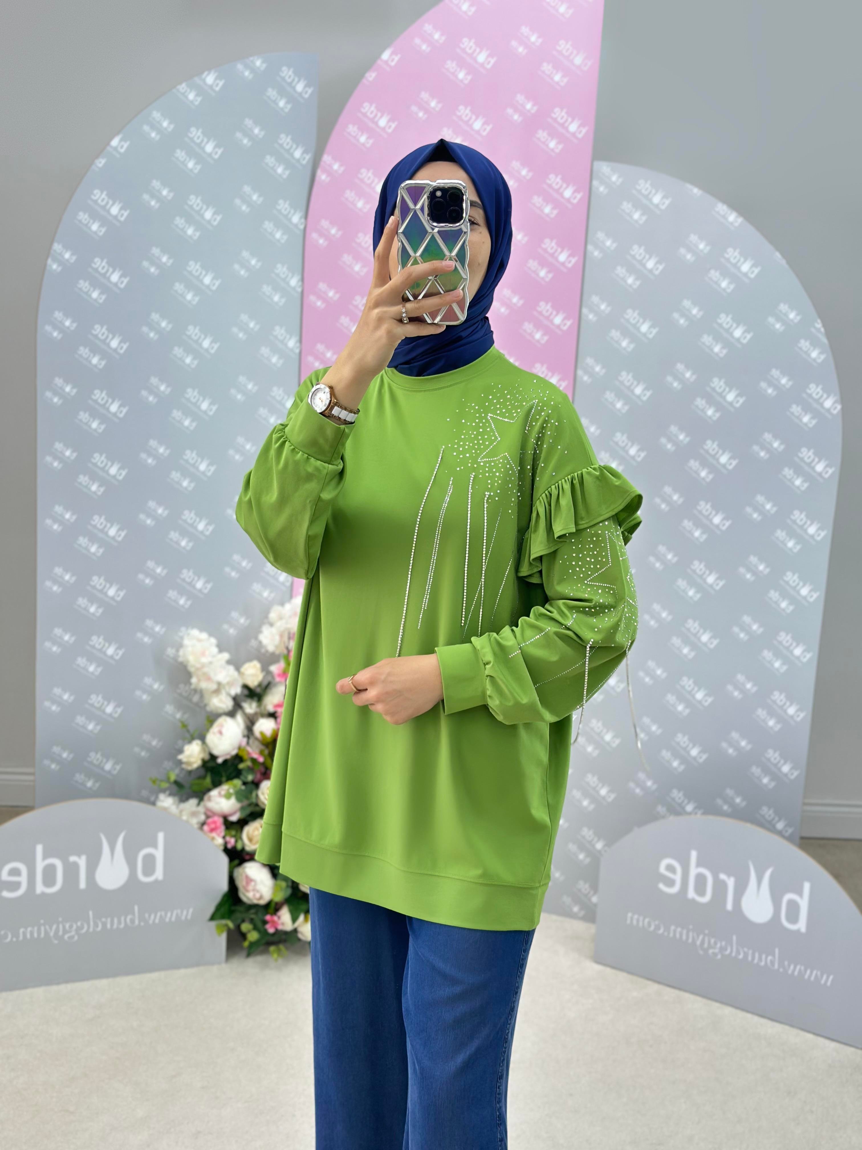 Taş Ve Fırfır Detaylı Sweatshirt