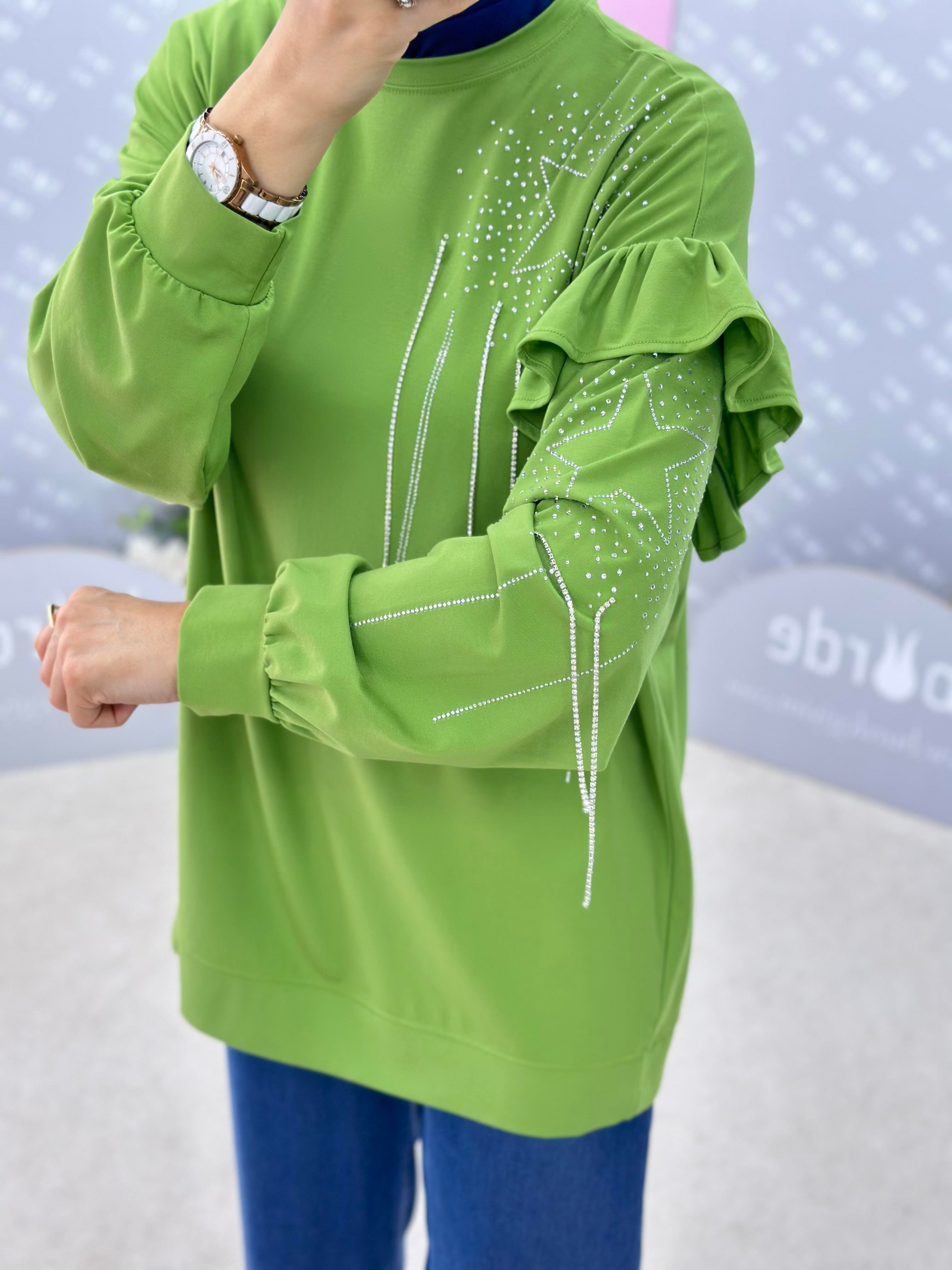 Taş Ve Fırfır Detaylı Sweatshirt