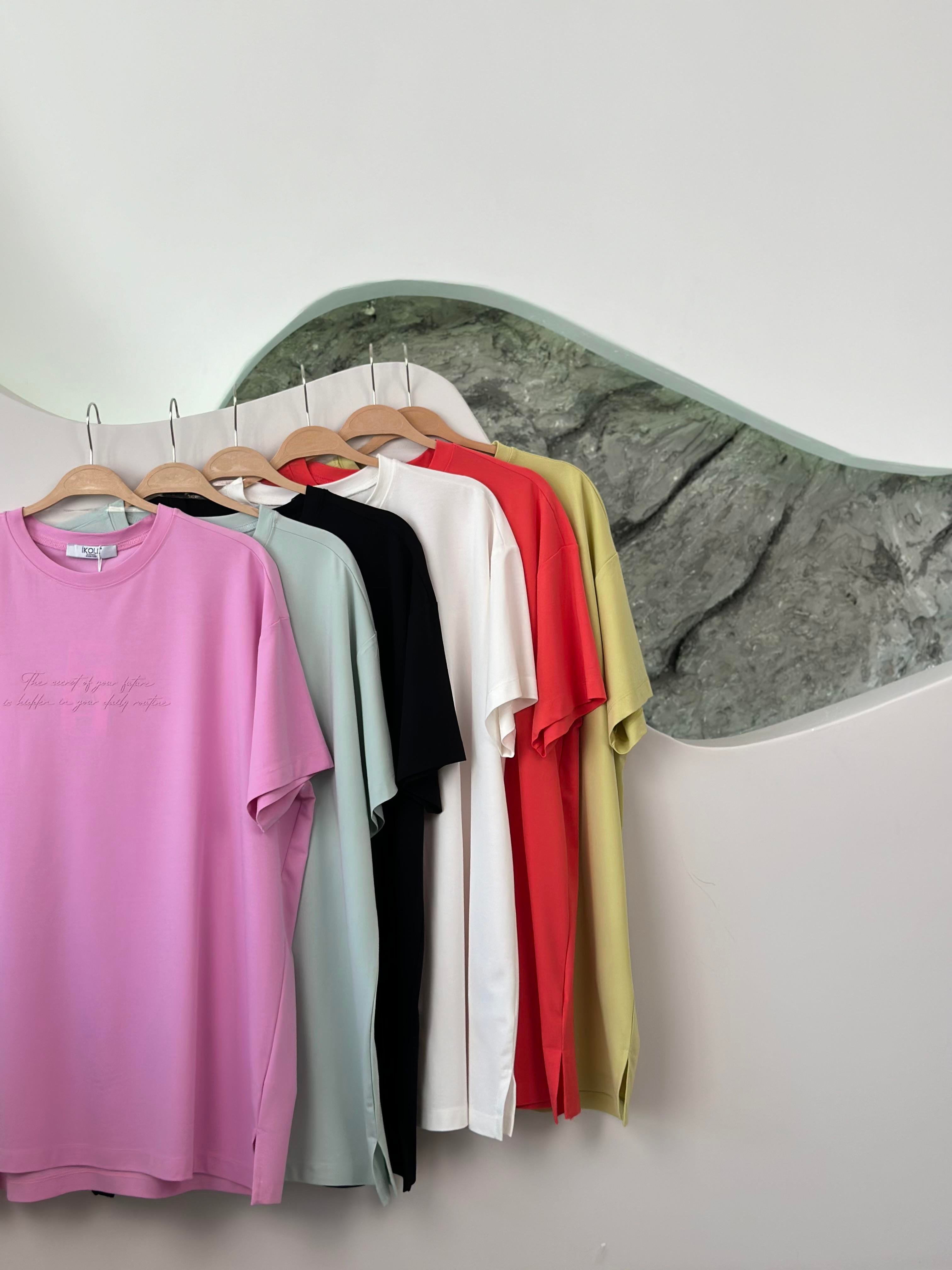 Tonaton Yüksek Baskılı Açık Mint Renk Kadın Basic T-shirt