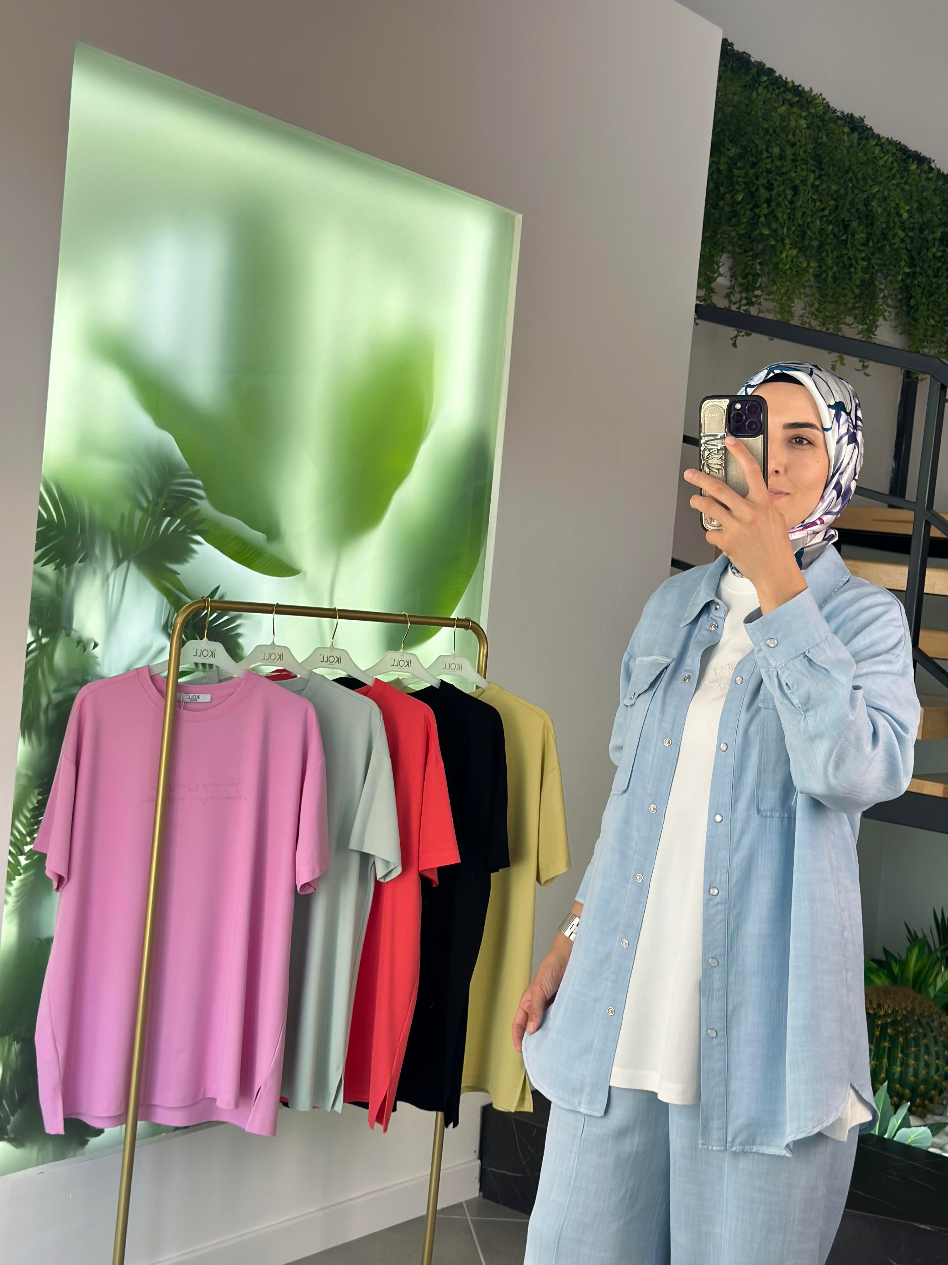 Tonaton Yüksek Baskılı Leylak Renk Kadın Basic T-shirt
