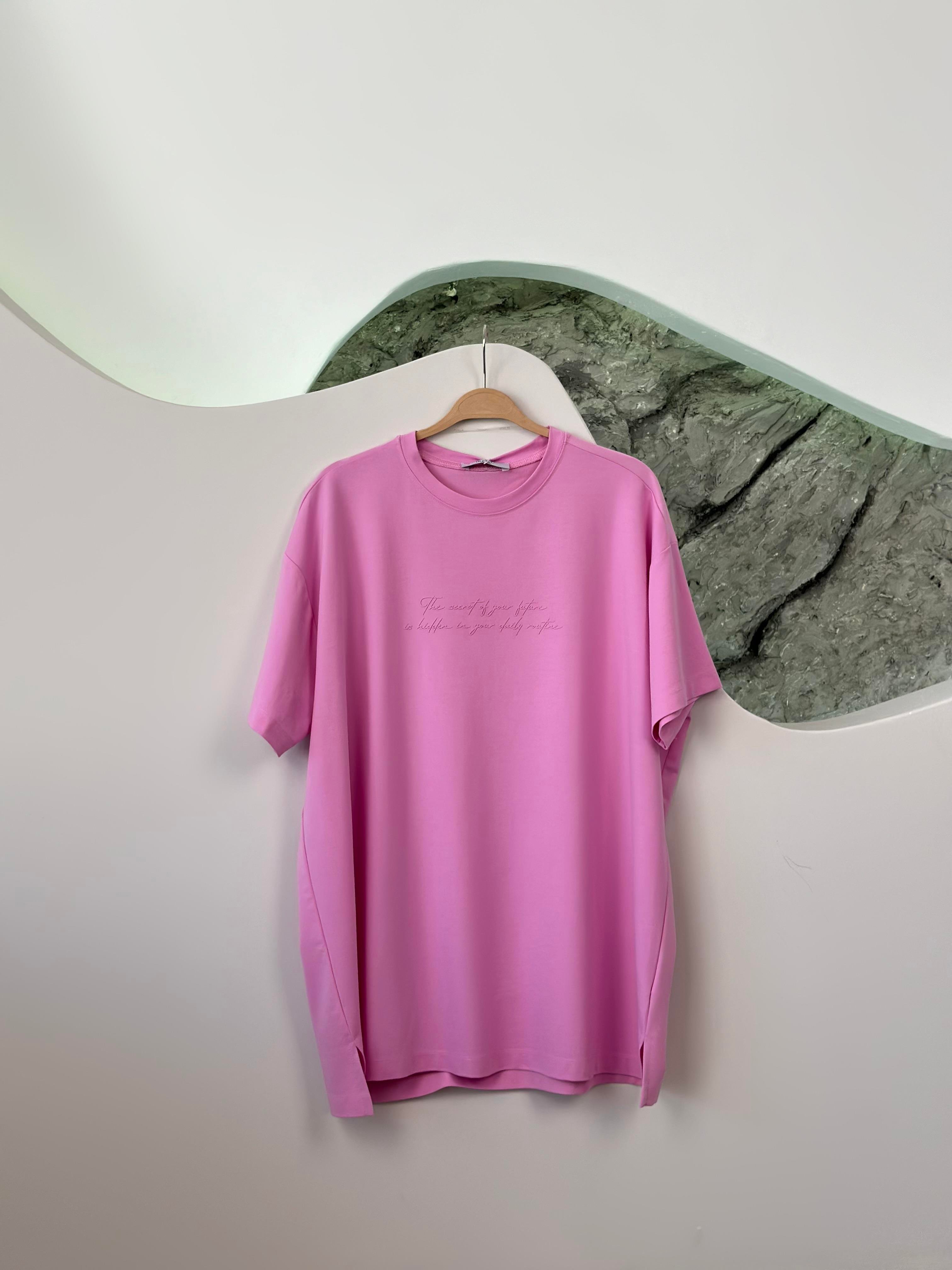 Tonaton Yüksek Baskılı Leylak Renk Kadın Basic T-shirt