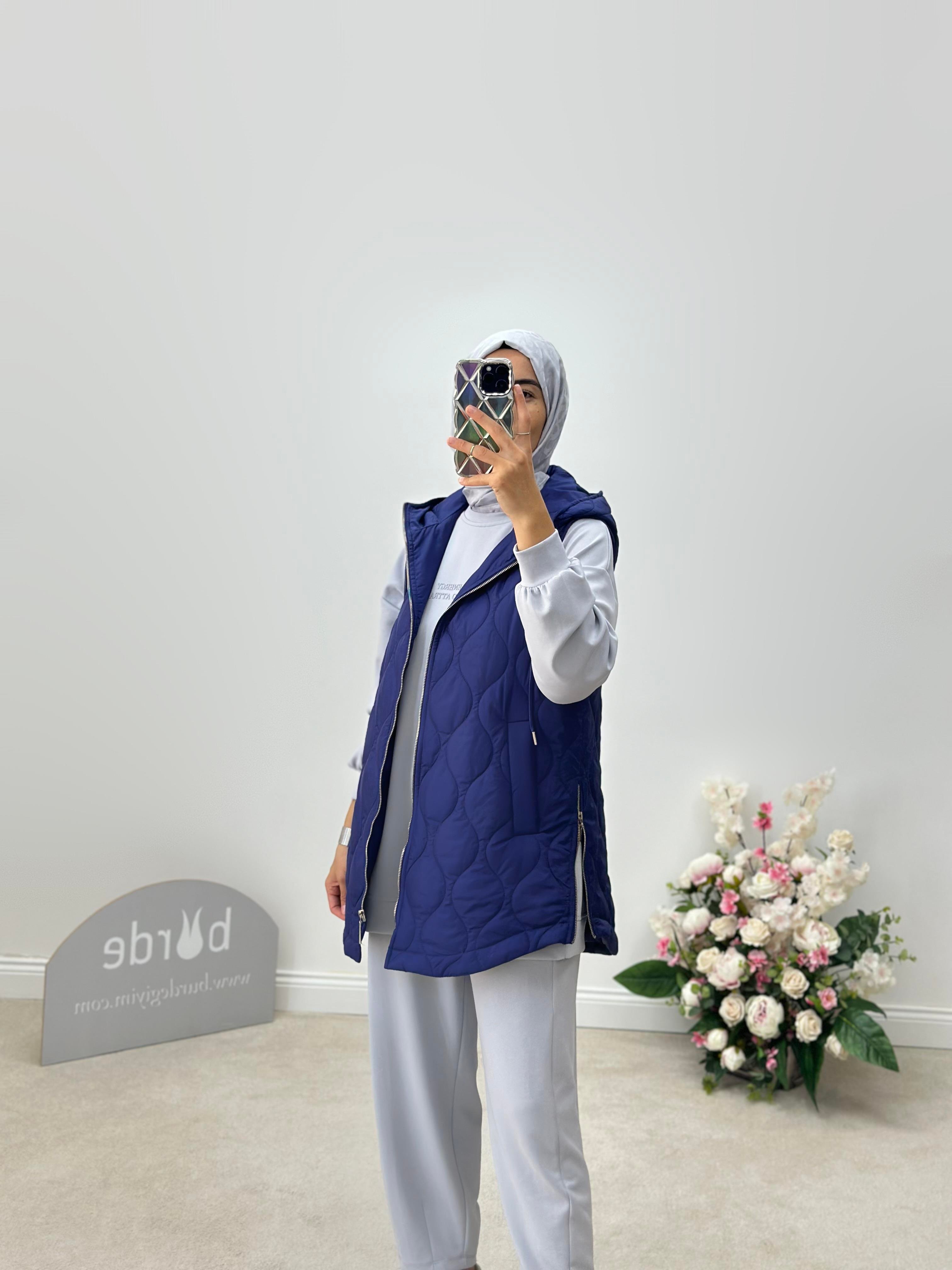 Yandan Fermuarlı Oversize Şişme Yelek 