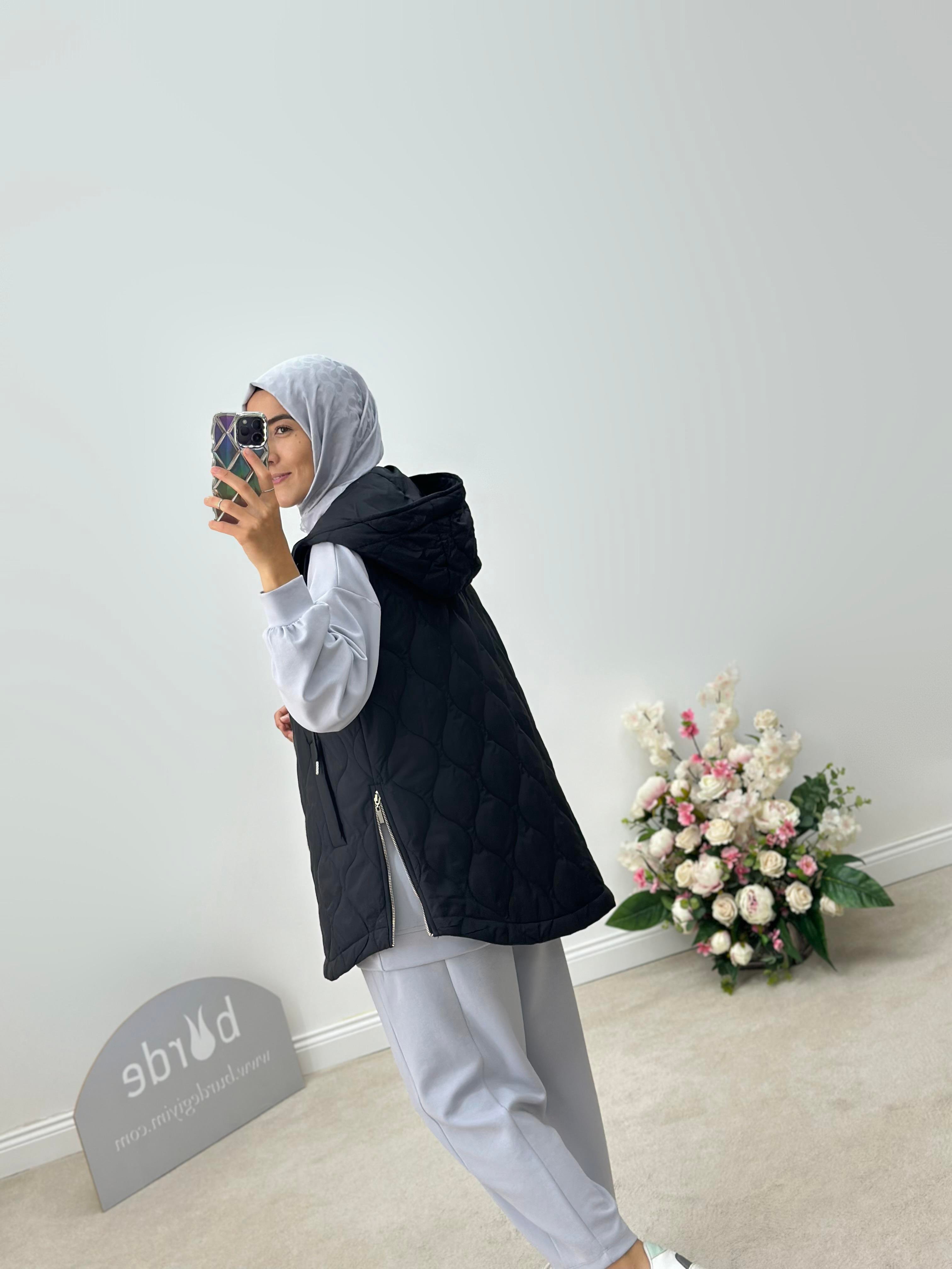 Yandan Fermuarlı Oversize Şişme Yelek 