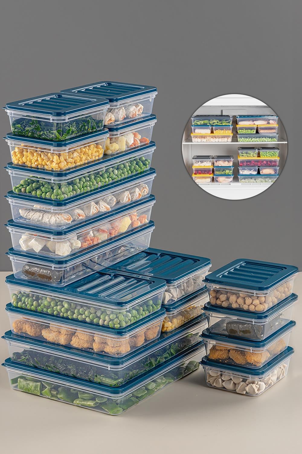 18 Parça Saklama Kabı , Mikrodalga Uyumlu Saklama Kabı 2x2400Ml