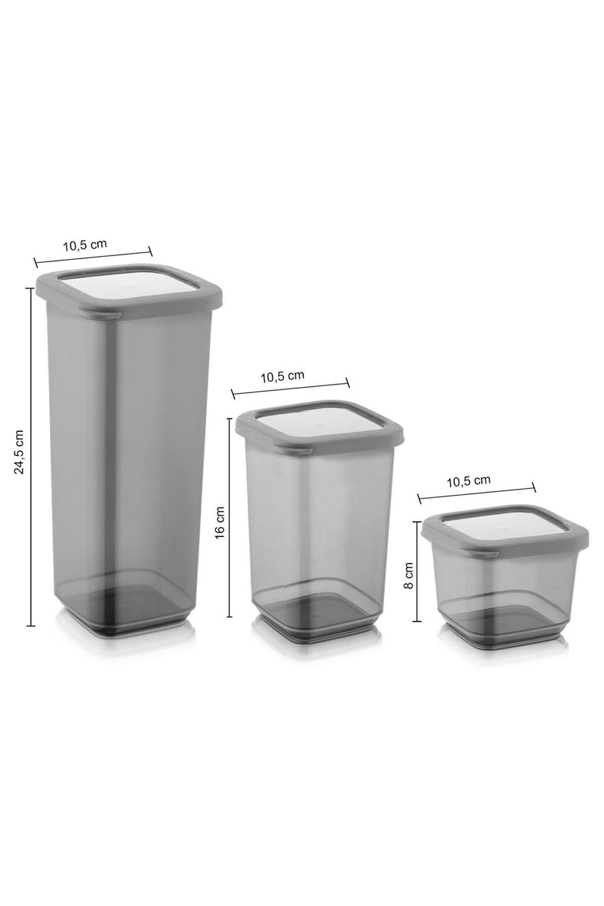 24'lü Silikon Kapaklı Stella Kare Erzak Saklama Kabı Seti 6x(0,3 Lt-0,5 Lt-1,1 Lt-1,7 Lt) Baharatlık