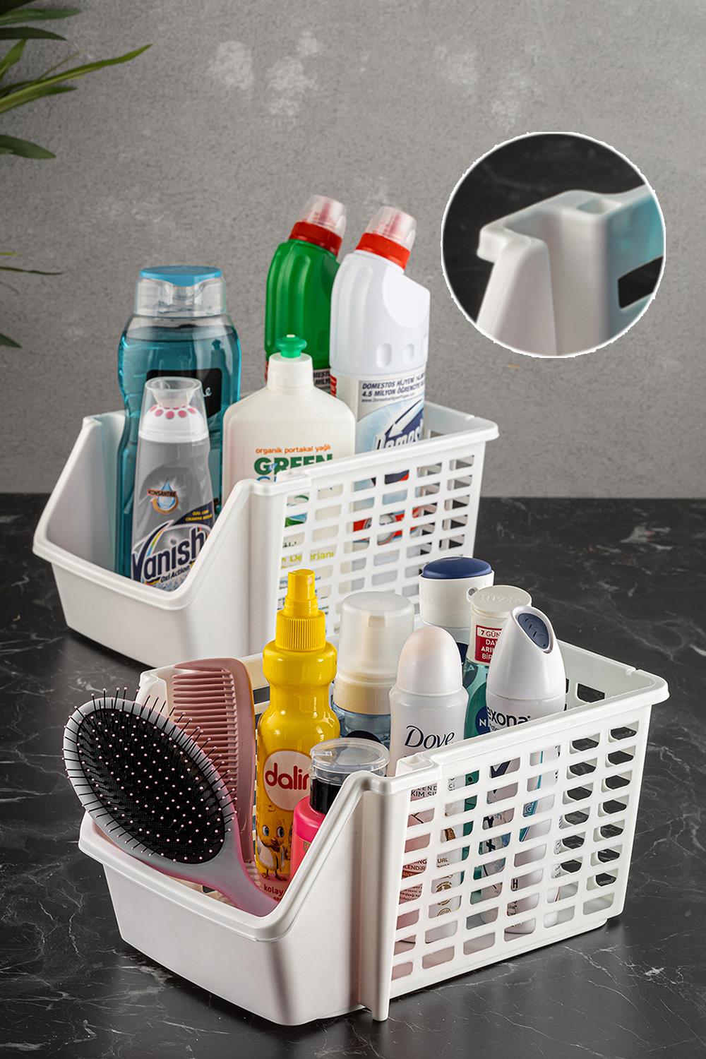 2'li Set Üst Üste Eklenebilir Düzenleyici Banyo Mutfak Rafı 