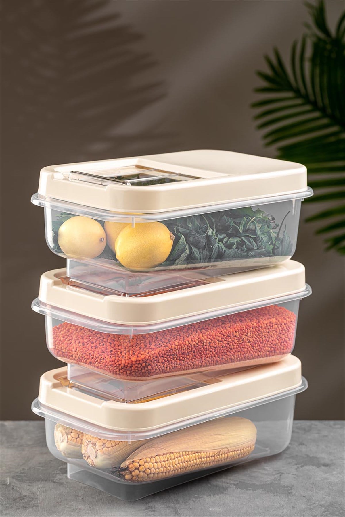 3'lü Multibox 5 Lt Bakliyat Saklama Kabı - Kayar Kapaklı Erzak Saklama Kabı Un Kabı 