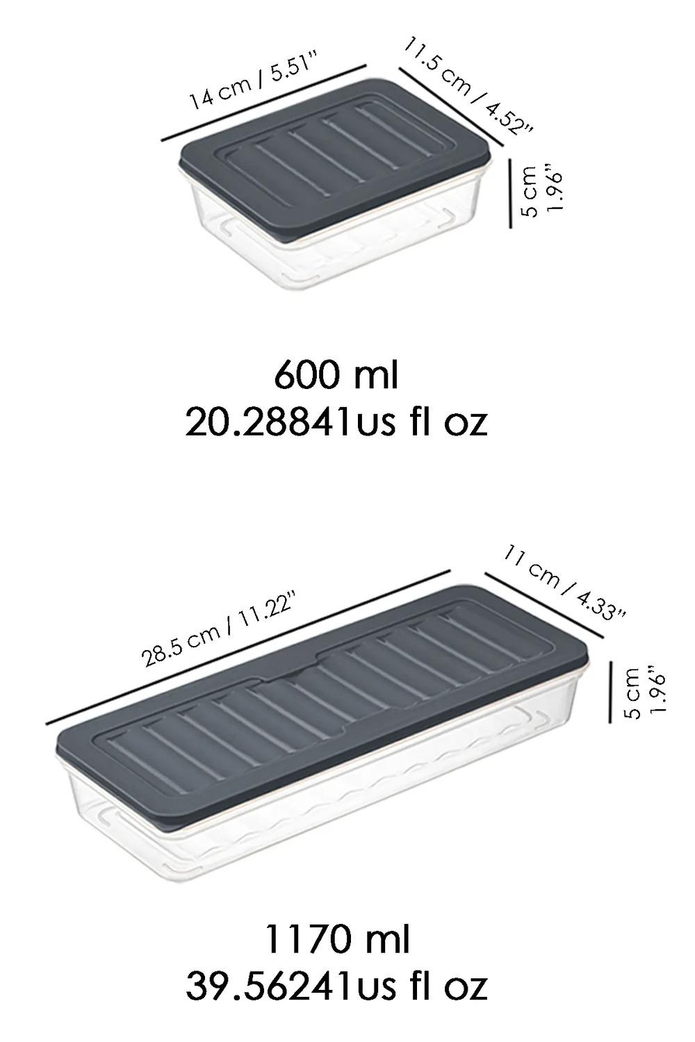 3'lü Saklama Kabı , Mikrodalga Uyumlu Saklama Kabı Antrasit 1 X 1170 ml - 2 X 600ml
