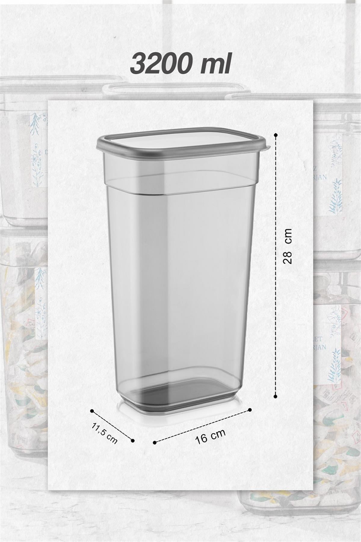 4 Adet Jumbo Etiketli Dikdörtgen Saklama Kabı - Tablet Deterjan Saklama Kutusu Seti 3200 ml