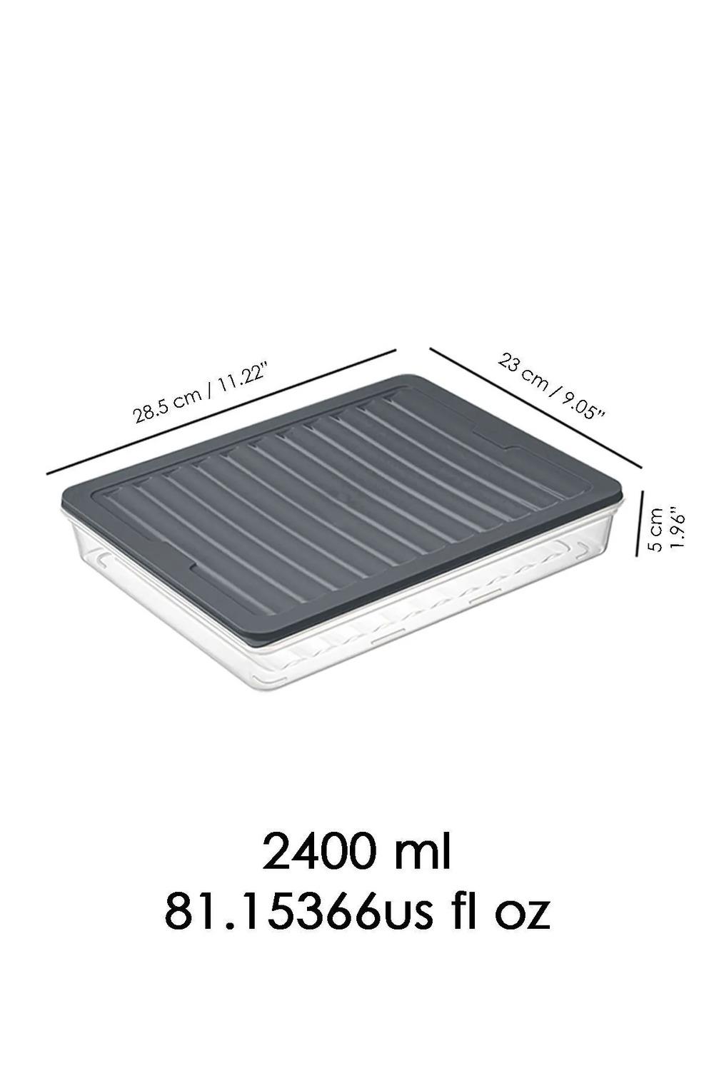 4'lü Buzdolabı Organizer Mikrodalga Ve Difrize Uygun Saklama Kabı Antrasit 4 X 2400 ml