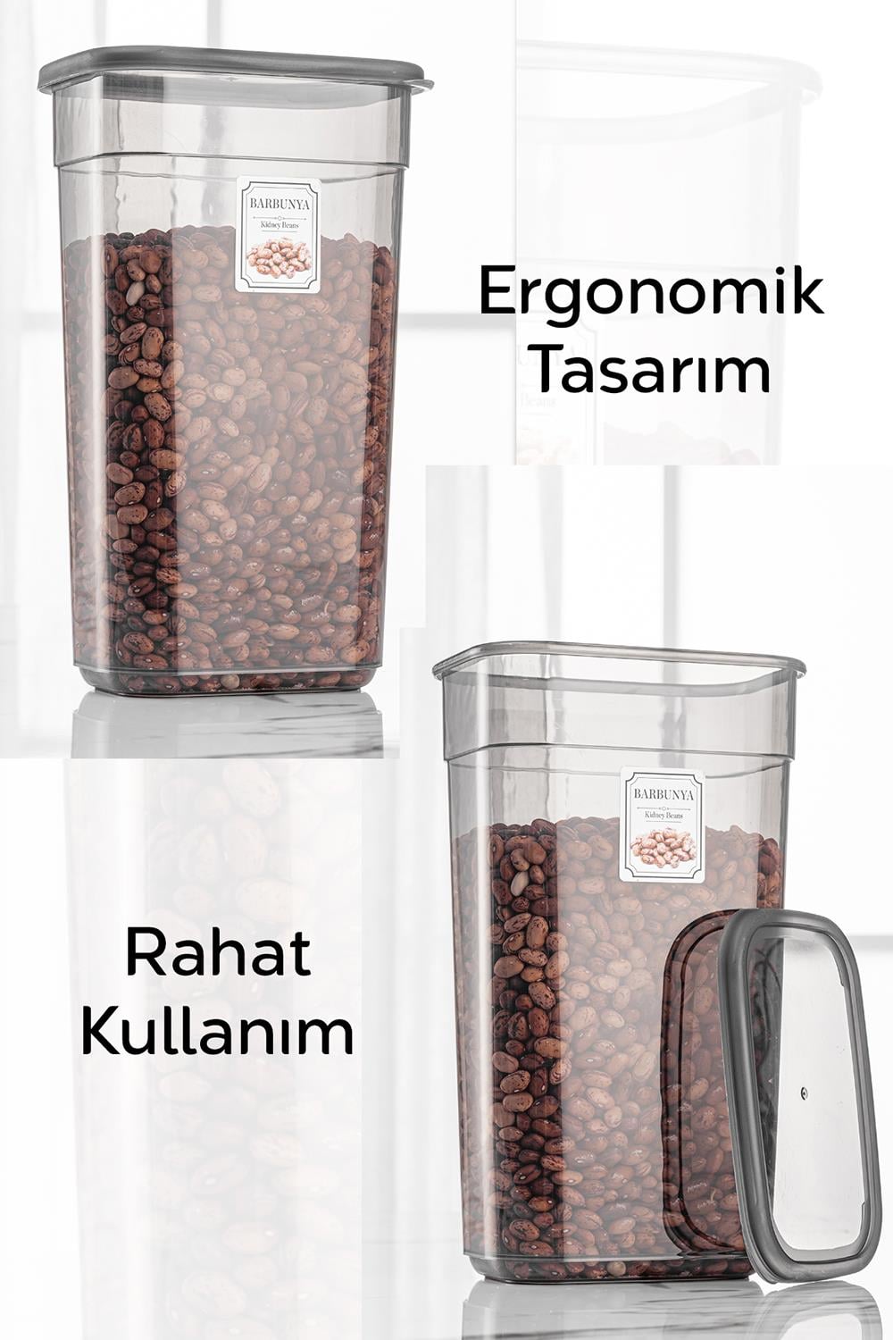 6'lı Jumbo Boy Etiketli Dikdörtgen Saklama Kabı Seti Mikrodalga ve Difriz Uyumlu 6x3200 ml