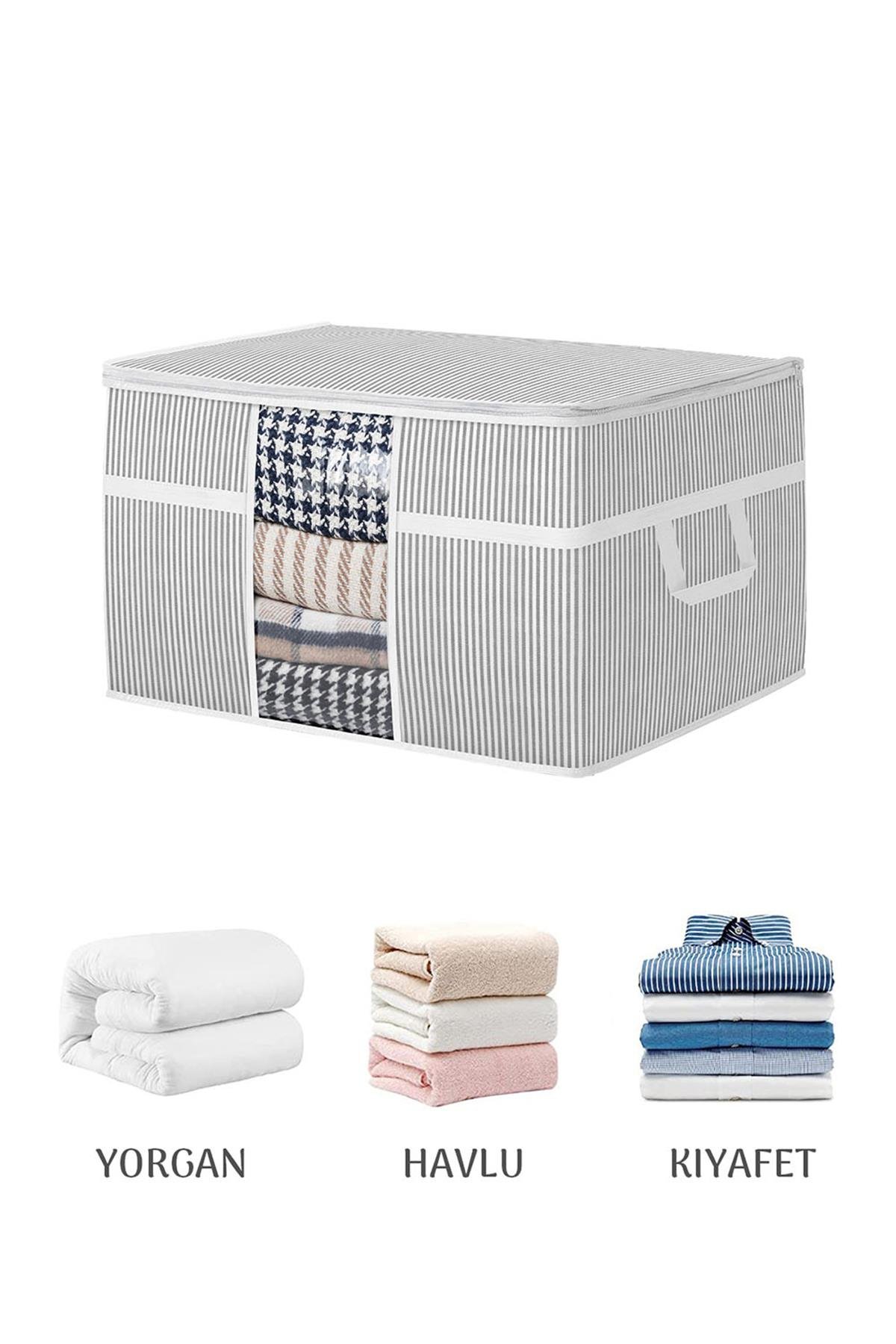 Maxi Pencereli Baza Altı Hurç - Çekyat Baza Tipi Yastık Kıyafet Saklama Hurcu  45 x 40 x 30 cm