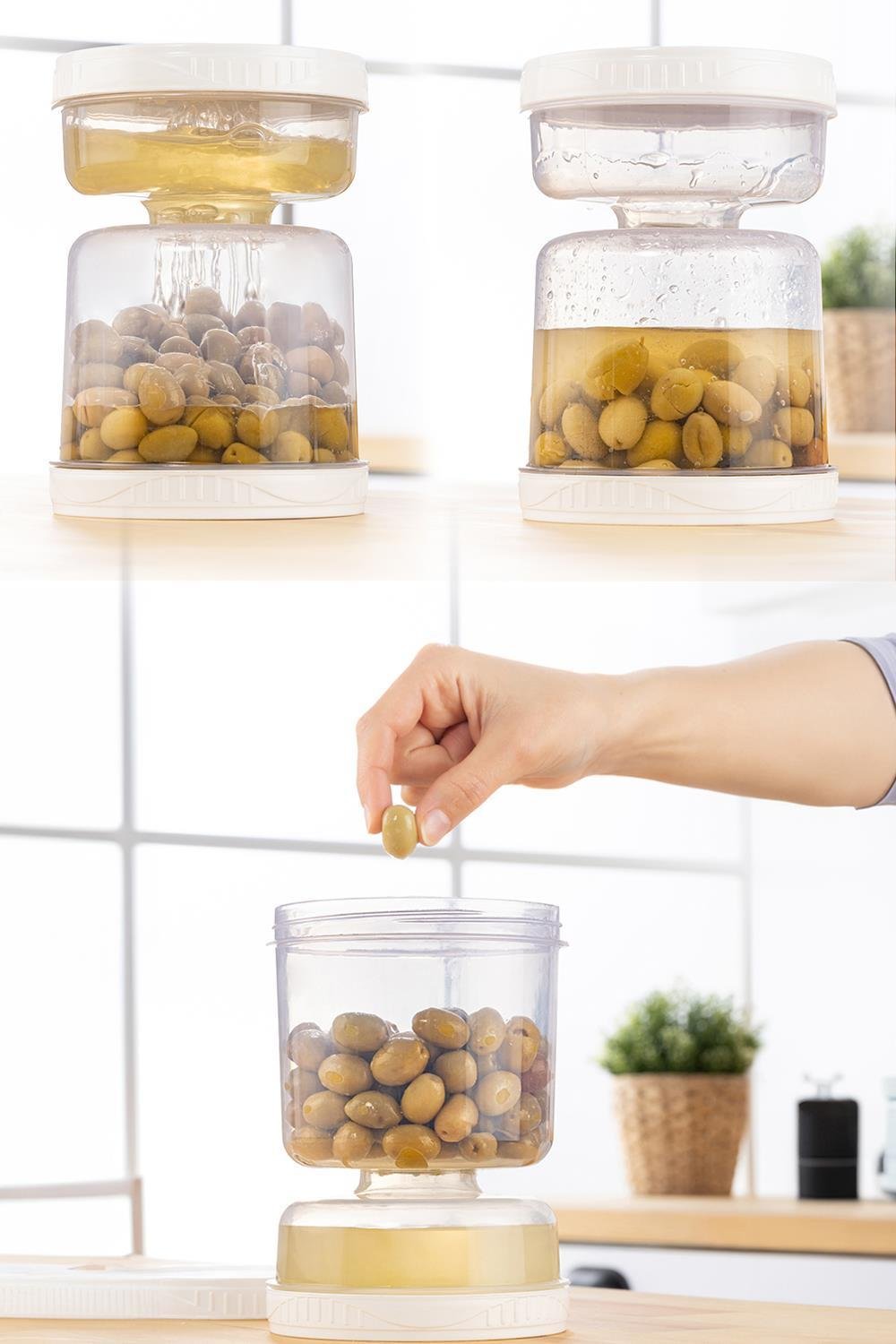 2'li Süzgeçli Sızdırmaz Turşuluk Çevir Kullan Zeytinlik Saklama