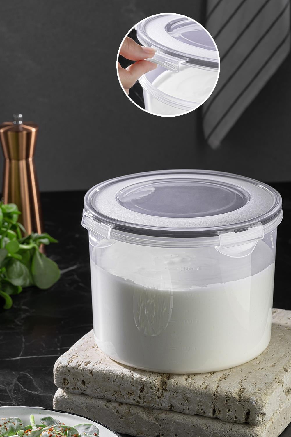 Vakum Kapaklı Yoğurt Kefir Mayalama Kabı - Sızdırmaz Contalı Saklama Kabı 2,5 Lt