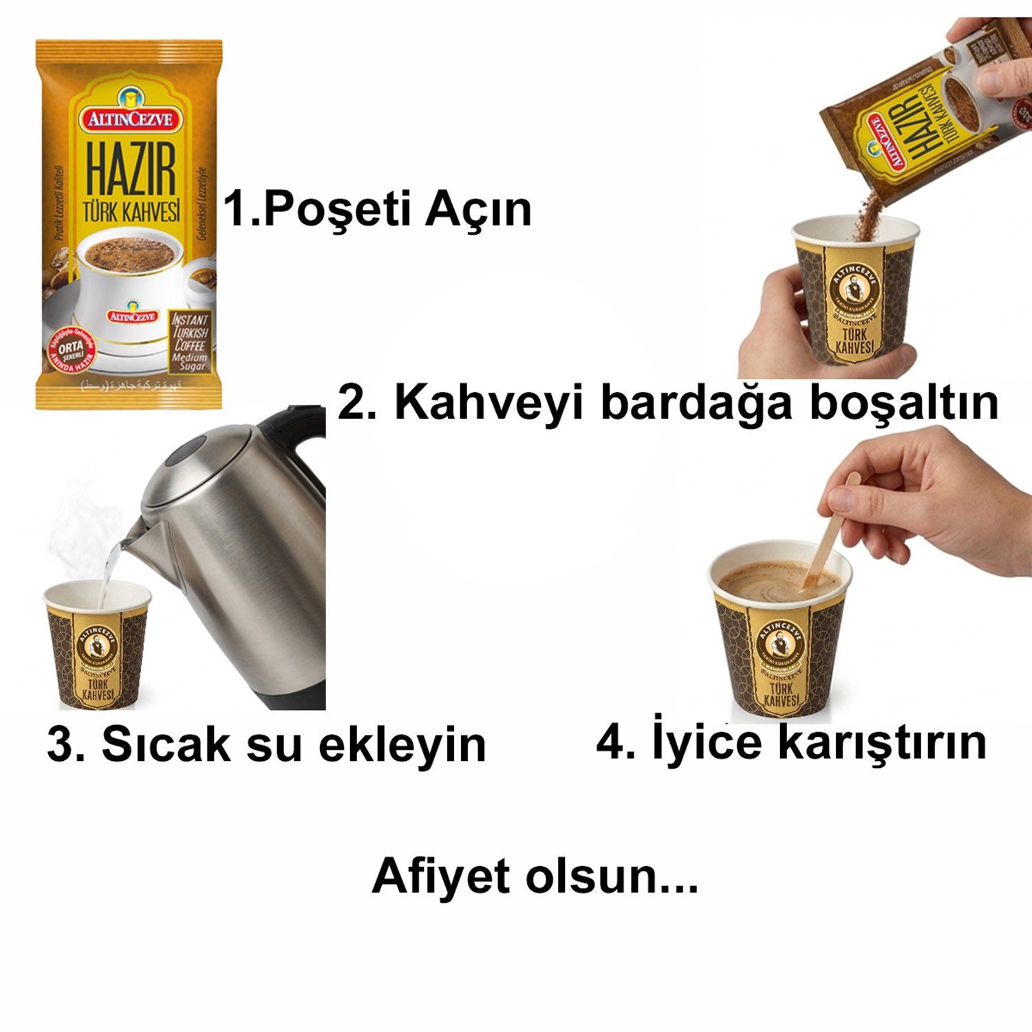 Hazır Türk Kahvesi Ofis Seti Orta | Tek İçimlik 10′ lu Paket