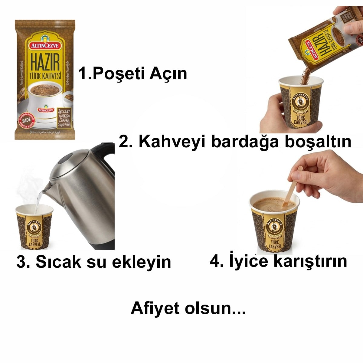 Hazır Türk Kahvesi Ofis Seti Sade | Tek İçimlik 10′ lu Paket
