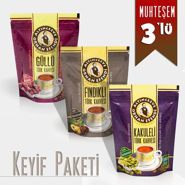 Orhan Efendi Keyif Paketi 2 | Güllü – Fındıklı – Kakuleli 100 Gr x 3 Adet