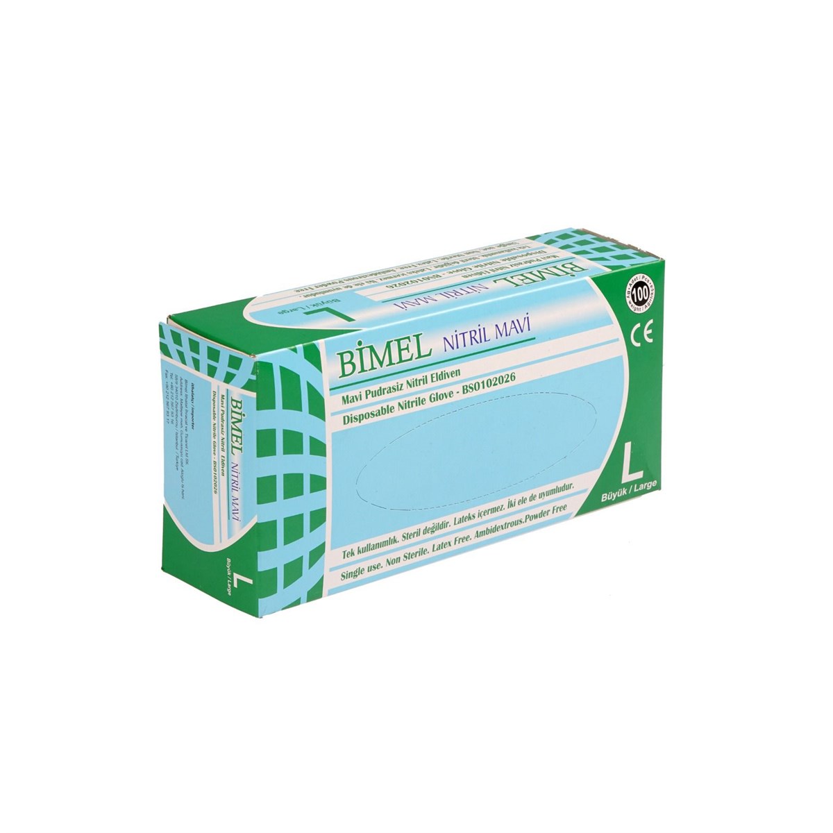 Nitril Eldiven Pudrasız (Bimel) L 100 Ad.