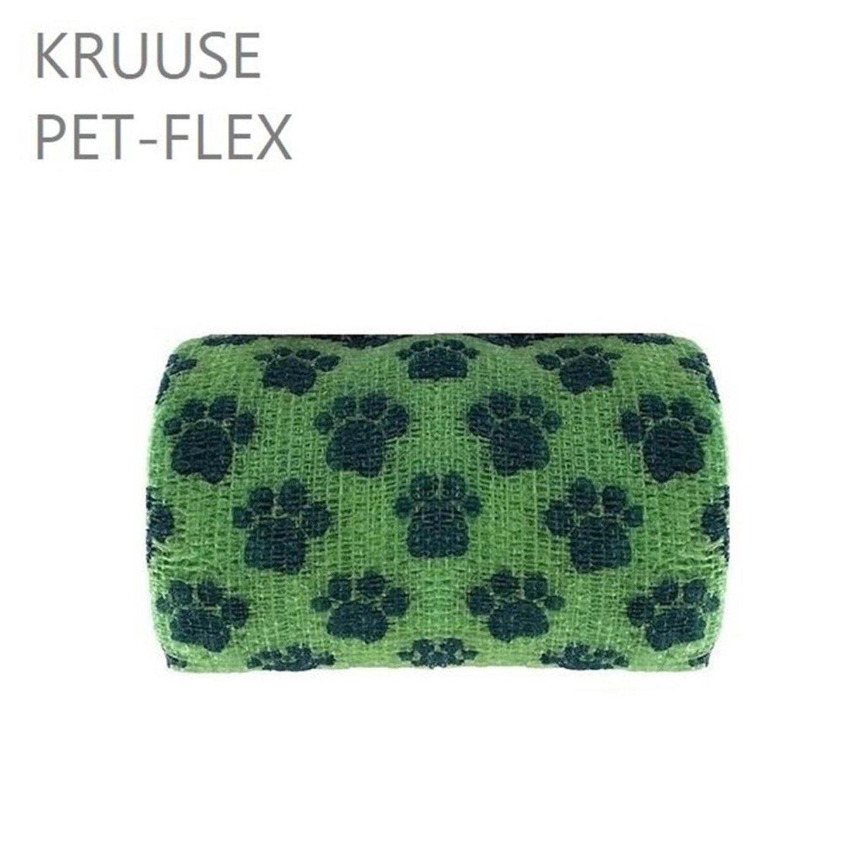 PET-FLEX Bandaj. 10 cm x 4.5 mt. Yeşil. Pati Desenli