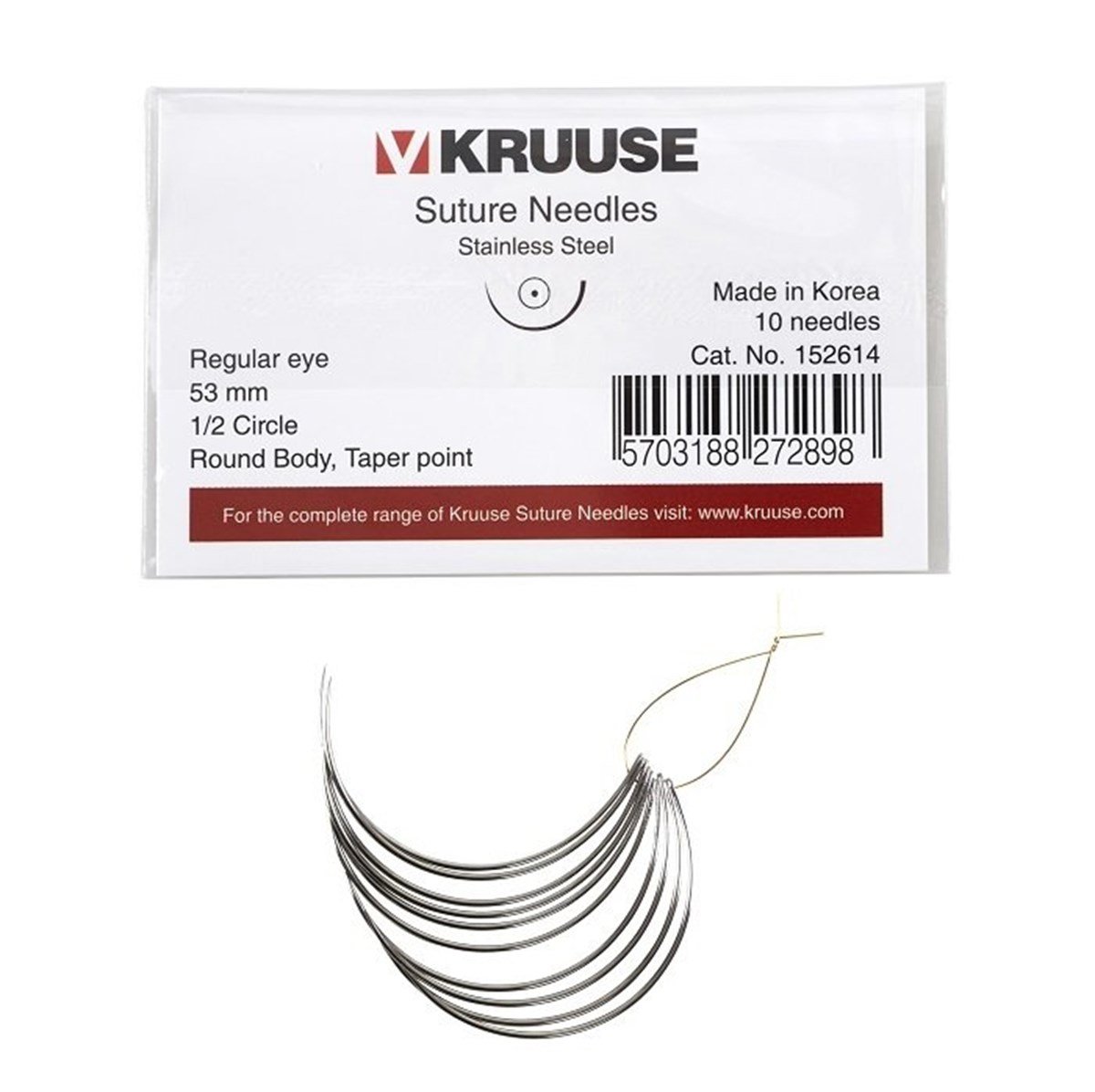 Veteriner Sütür İğnesi. Regular Eye. 1/2. Yuvarlak. 53 mm. 10/pk