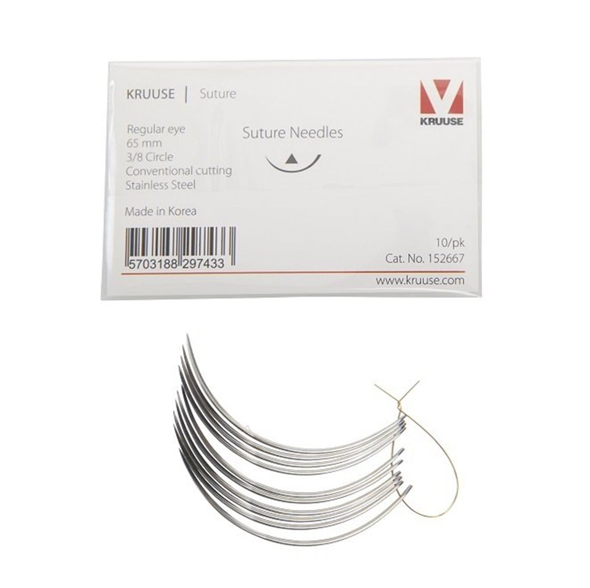 Veteriner Sütür İğnesi. Regular Eye. 3/8. Keskin. 65 mm. 10/pk