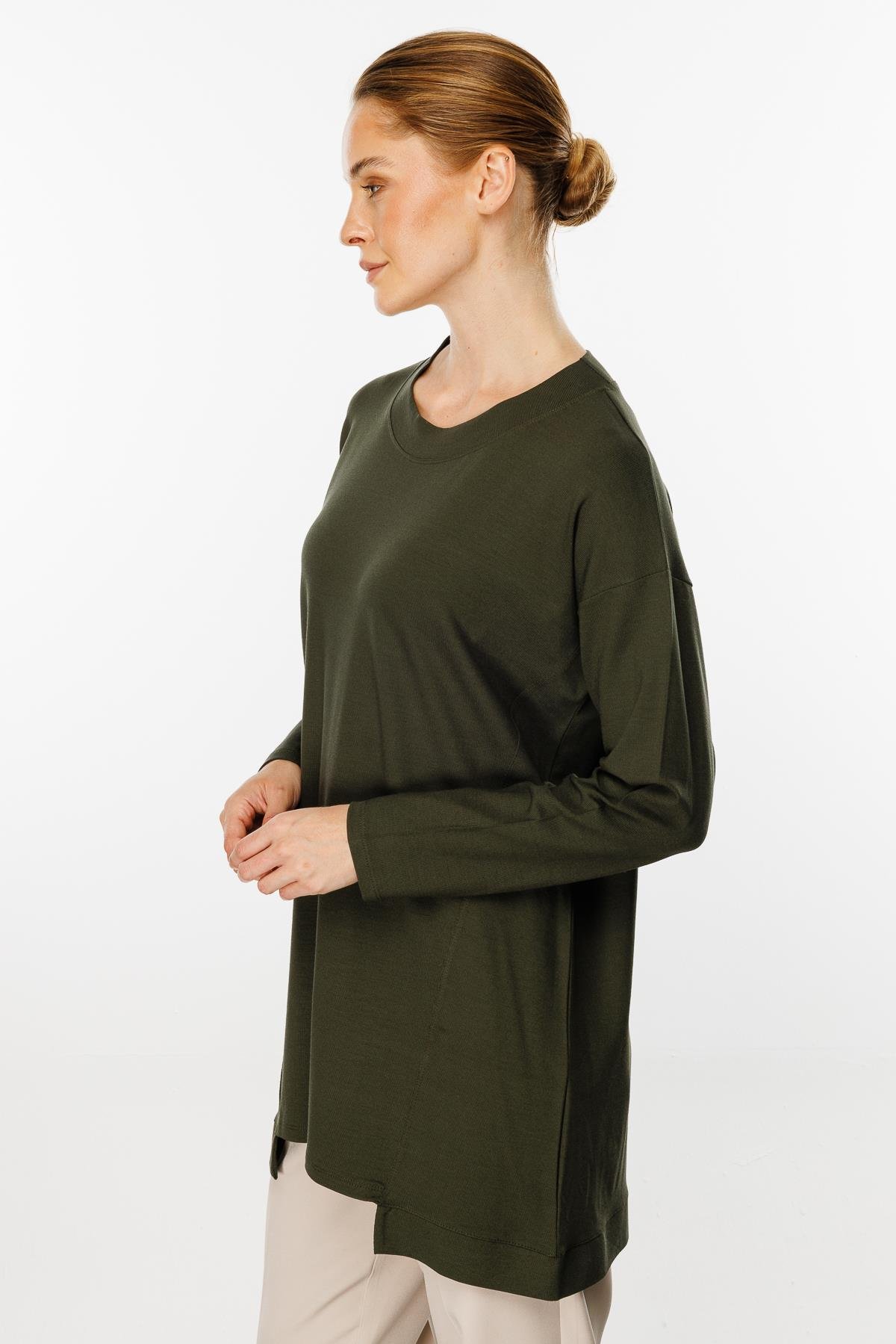 Mutlu Ertan Kadın Basic Örme Tunik Haki 30227