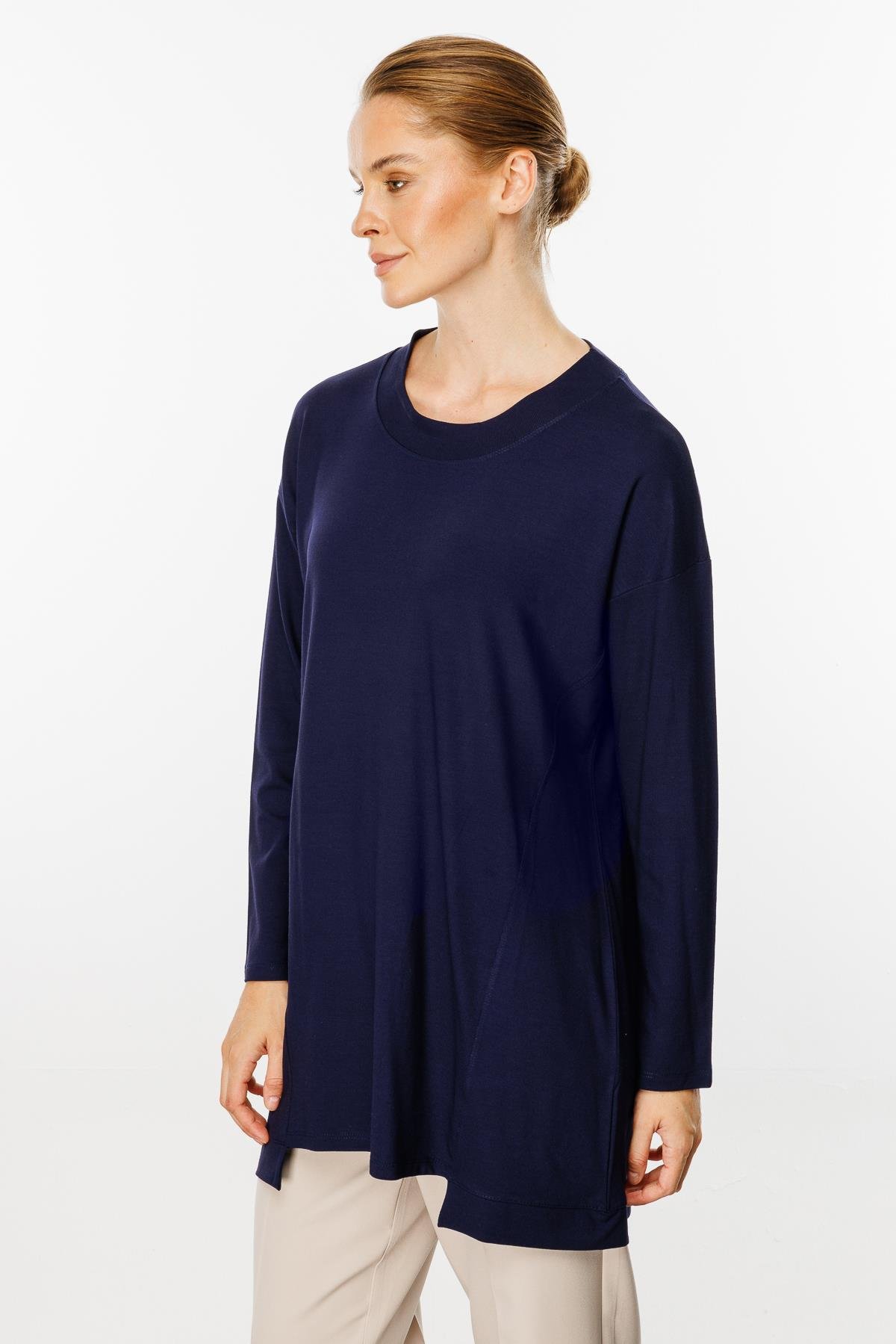 Mutlu Ertan Kadın Basic Örme Tunik Lacivert 30227