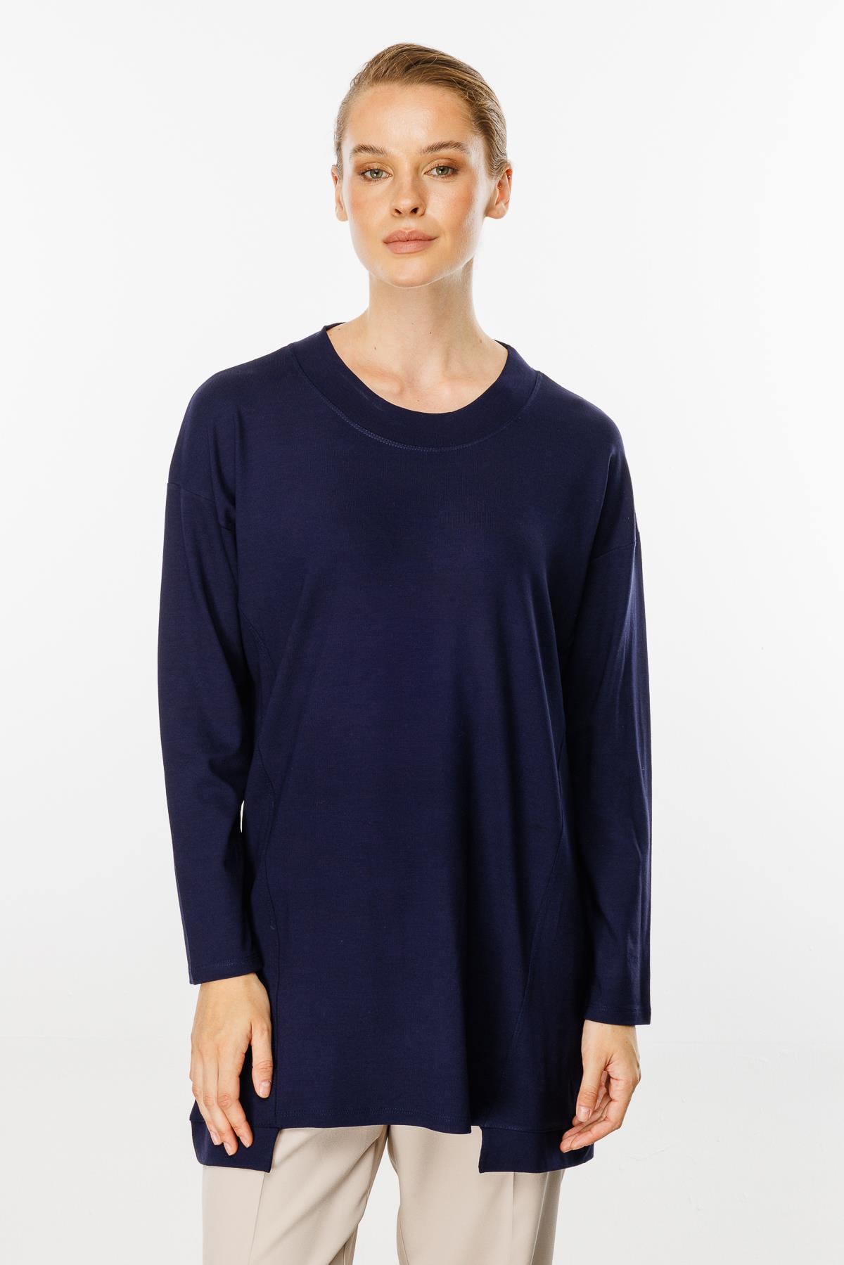 Mutlu Ertan Kadın Basic Örme Tunik Lacivert 30227