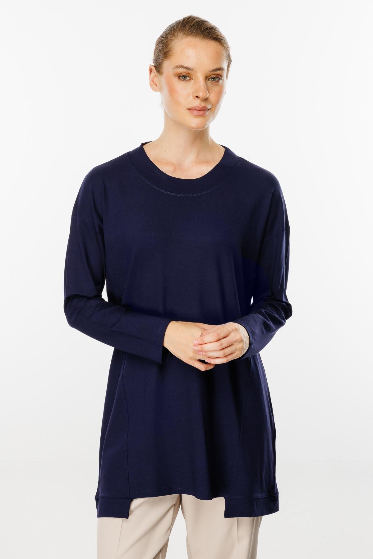 Mutlu Ertan Kadın Basic Örme Tunik Lacivert 30227