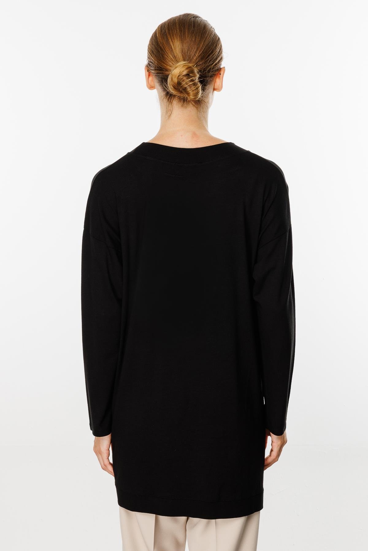 Mutlu Ertan Kadın Basic Örme Tunik Siyah 30227