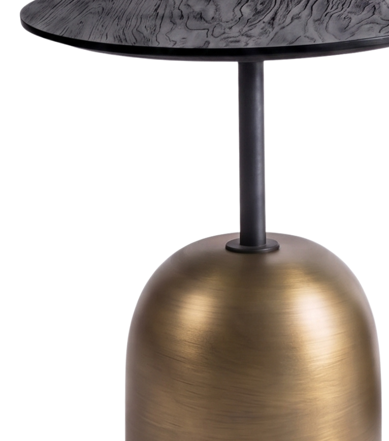Astana Brass Leg Wooden Double Side Table Set Black