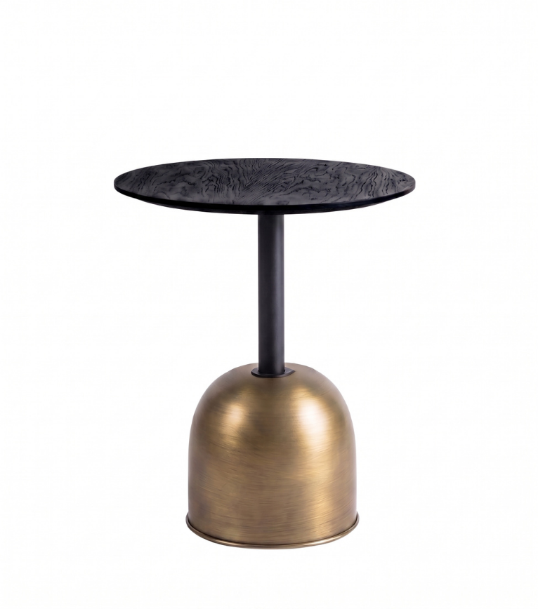 Astana Brass Leg Wooden Double Side Table Set Black
