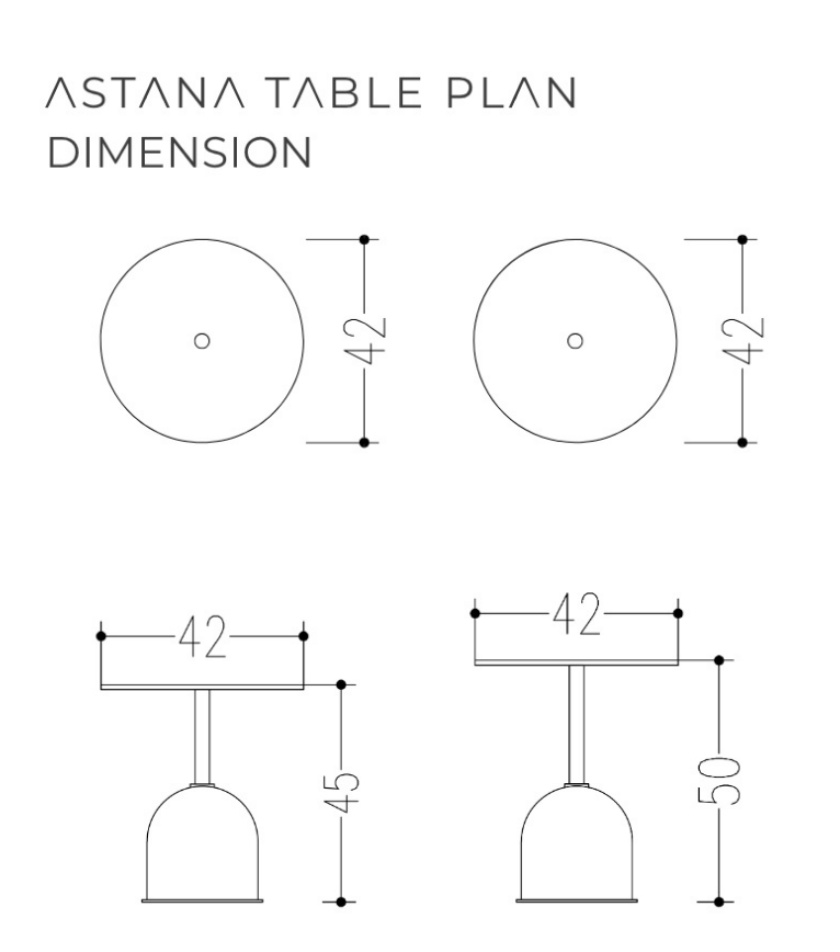 Astana Brass Leg Wooden Double Side Table Set Black