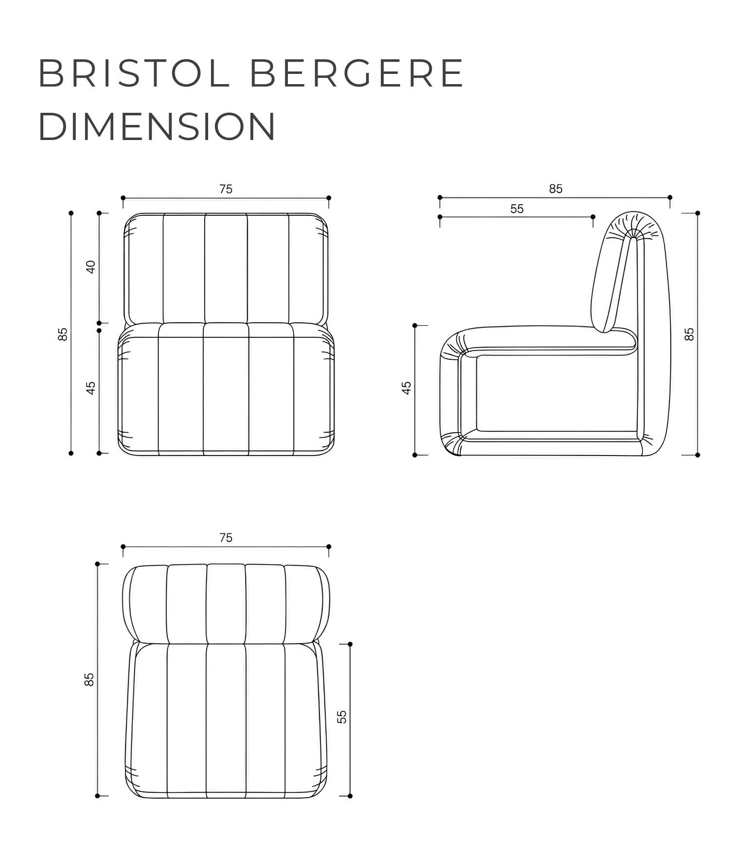 Bristol Simetrik Acı Kahverengi Deri Berjer