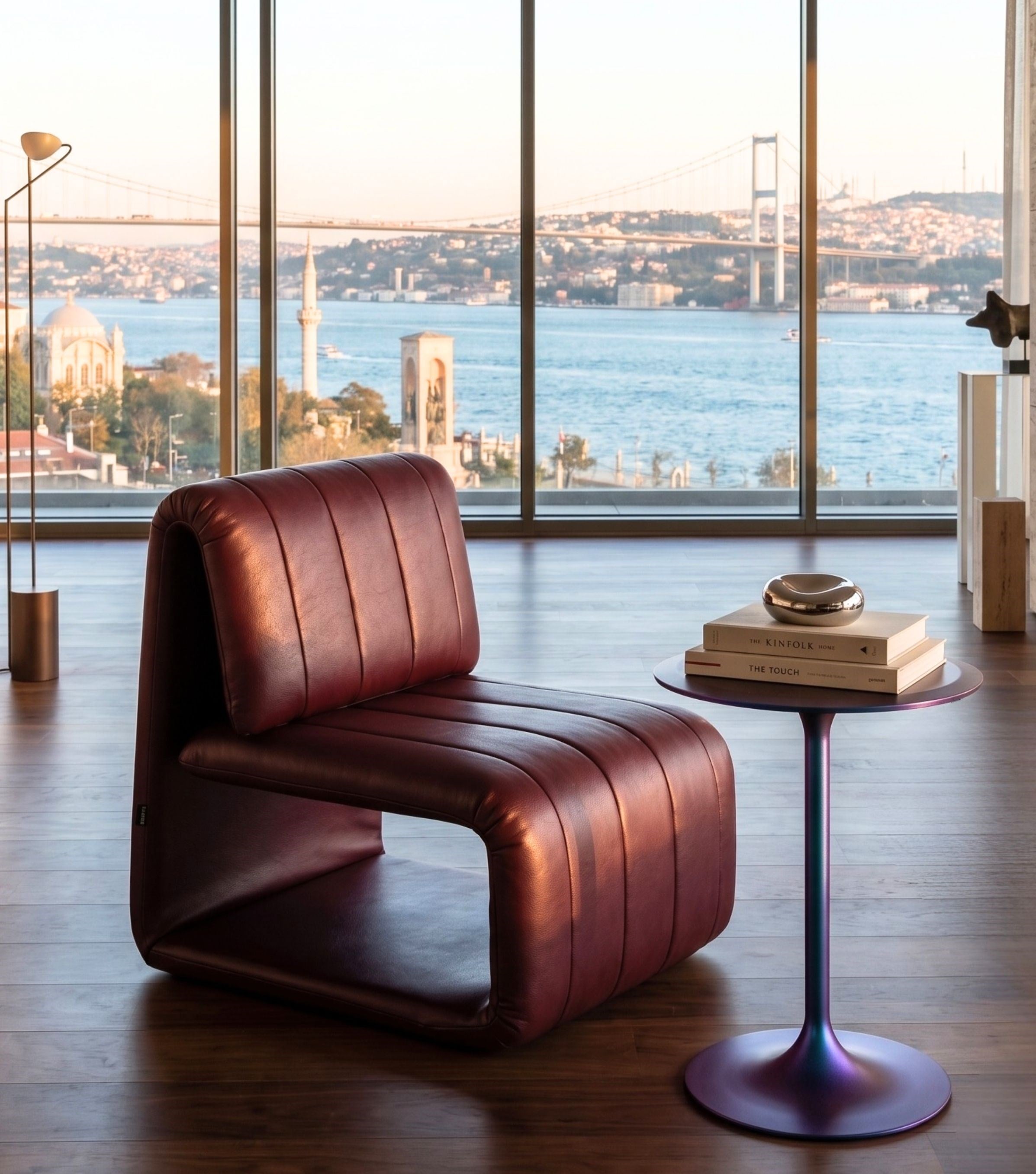 Bristol Simetrik Bordo Deri Berjer