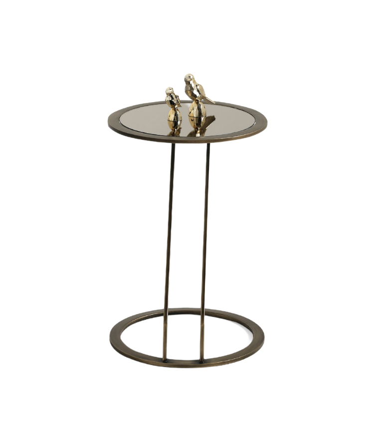 Davlin Metal Brass Cam Detay Yan Sehpa