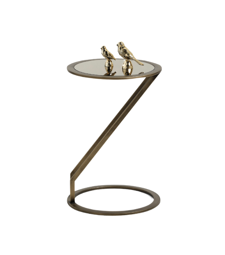 Davlin Metal Brass Cam Detay Yan Sehpa