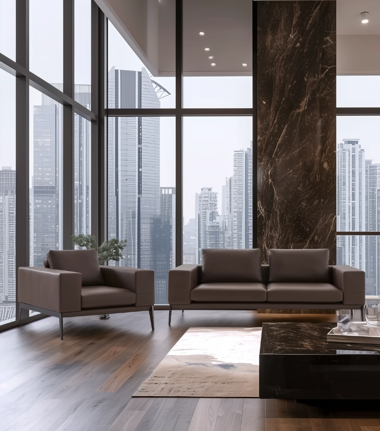 Espina Deri Metal Ayak Berjer Kahverengi