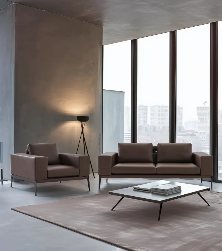 Espina Deri Metal Ayak Berjer Kahverengi