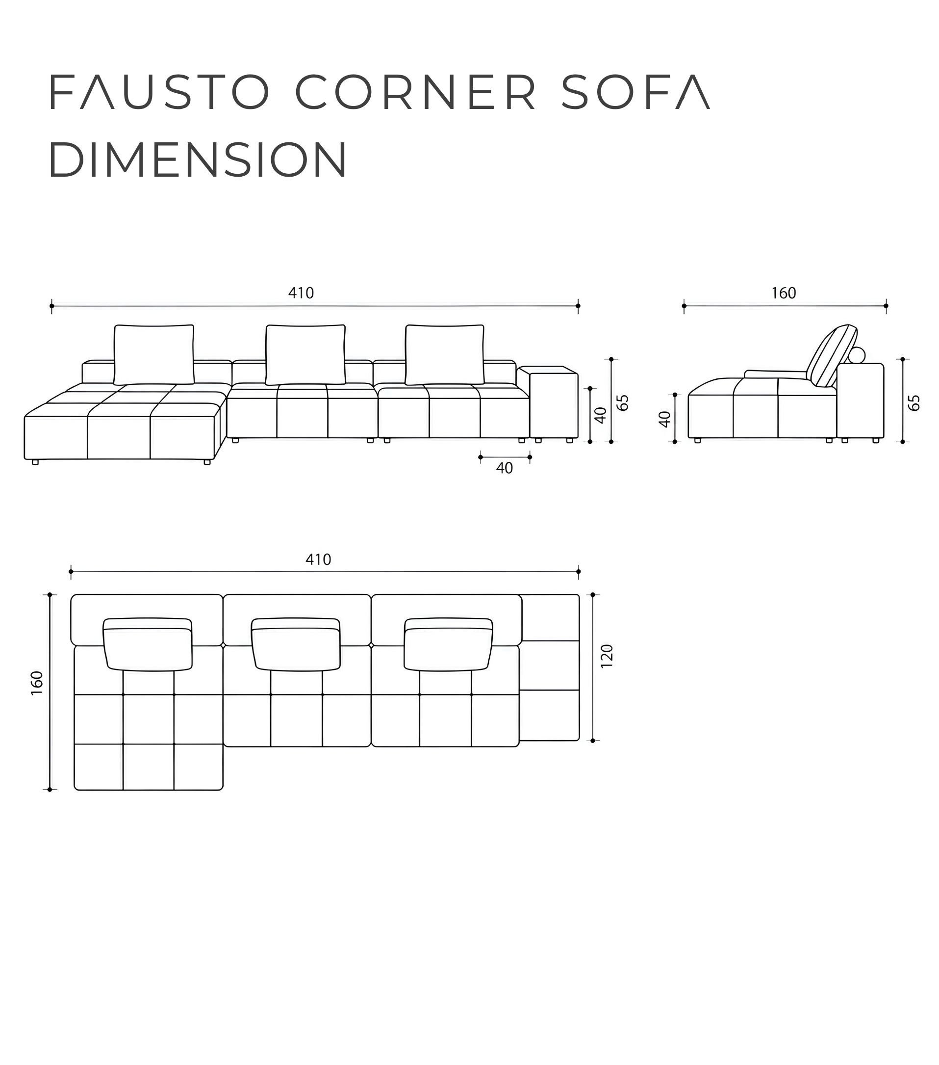 Fausto Comfort Köşe Koltuk Bej Üç Modül