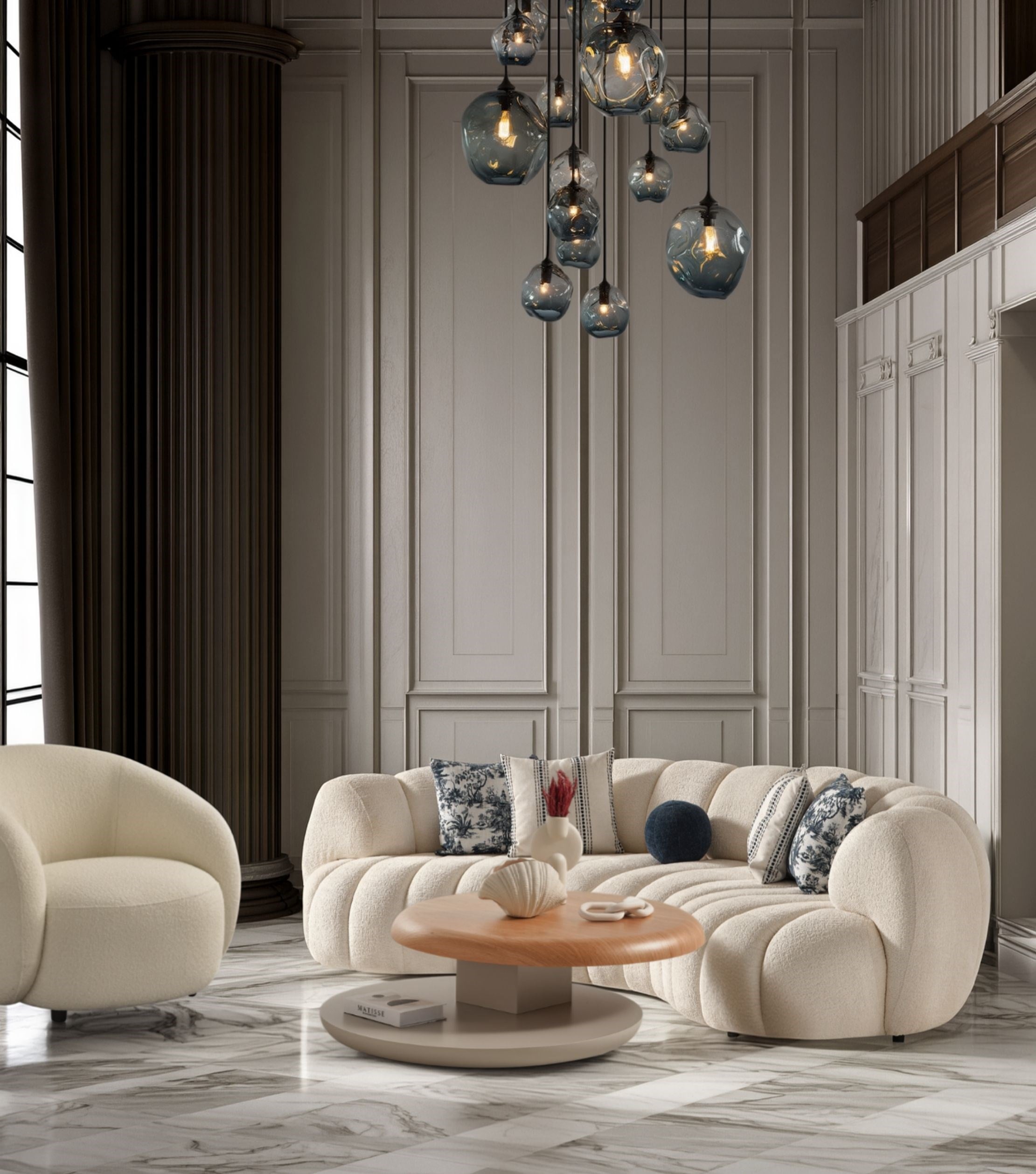 Gironde Wooden Adjustable Coffee Table on Wheels Beige