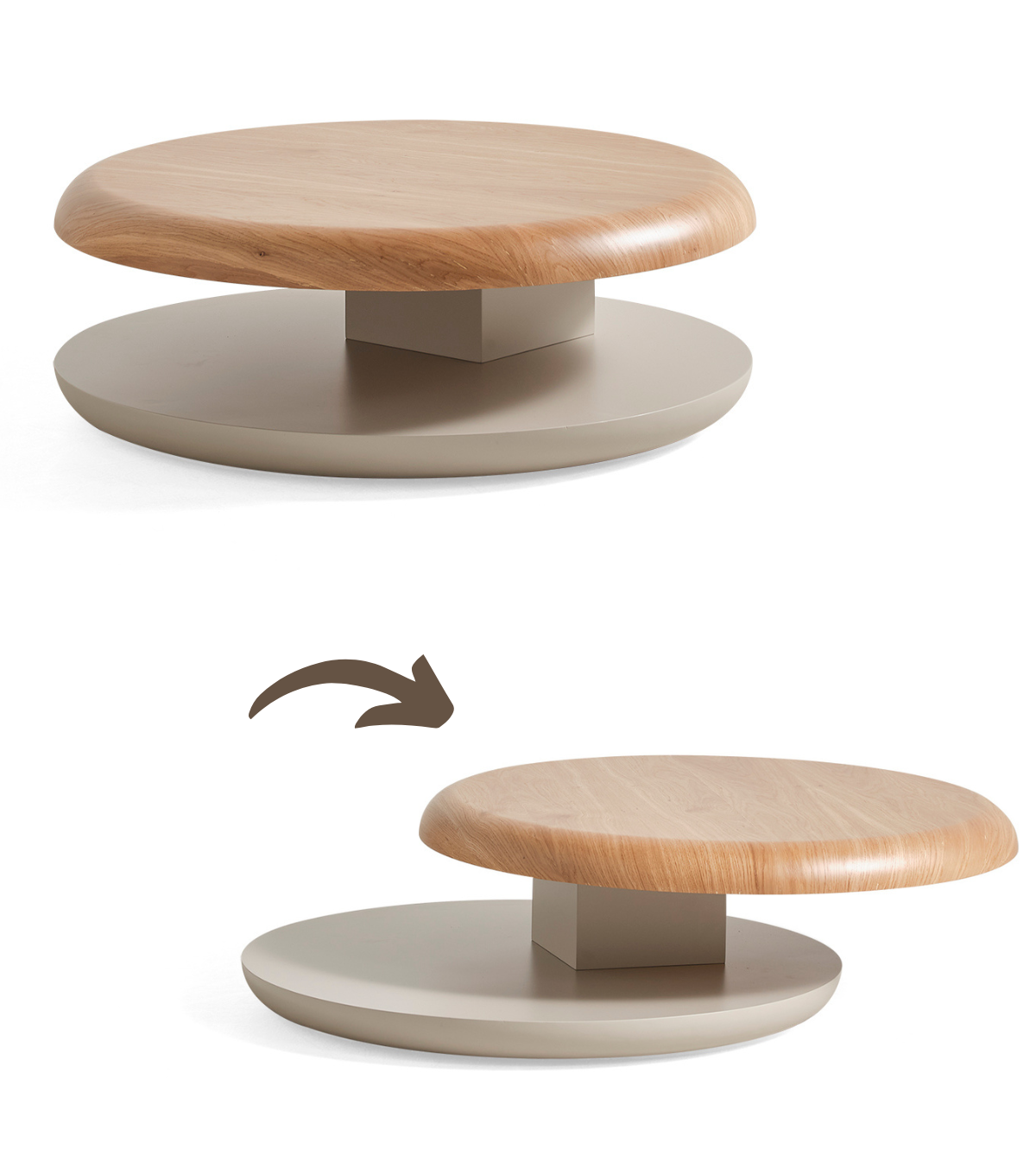 Gironde Wooden Adjustable Coffee Table on Wheels Beige
