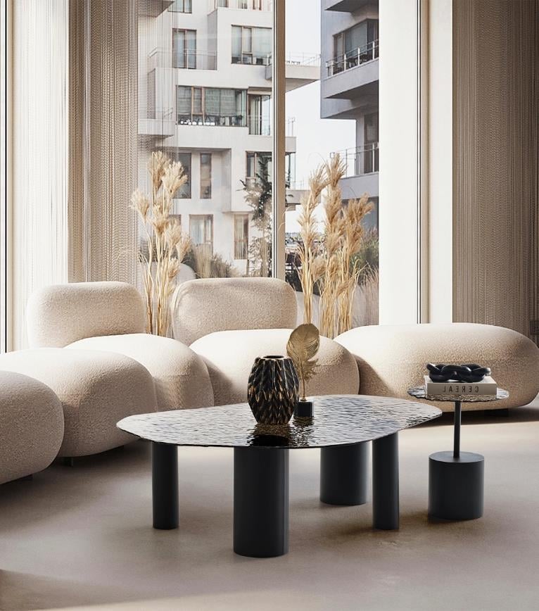 Grieg Black Fusion Glass Twin Coffee Table Set