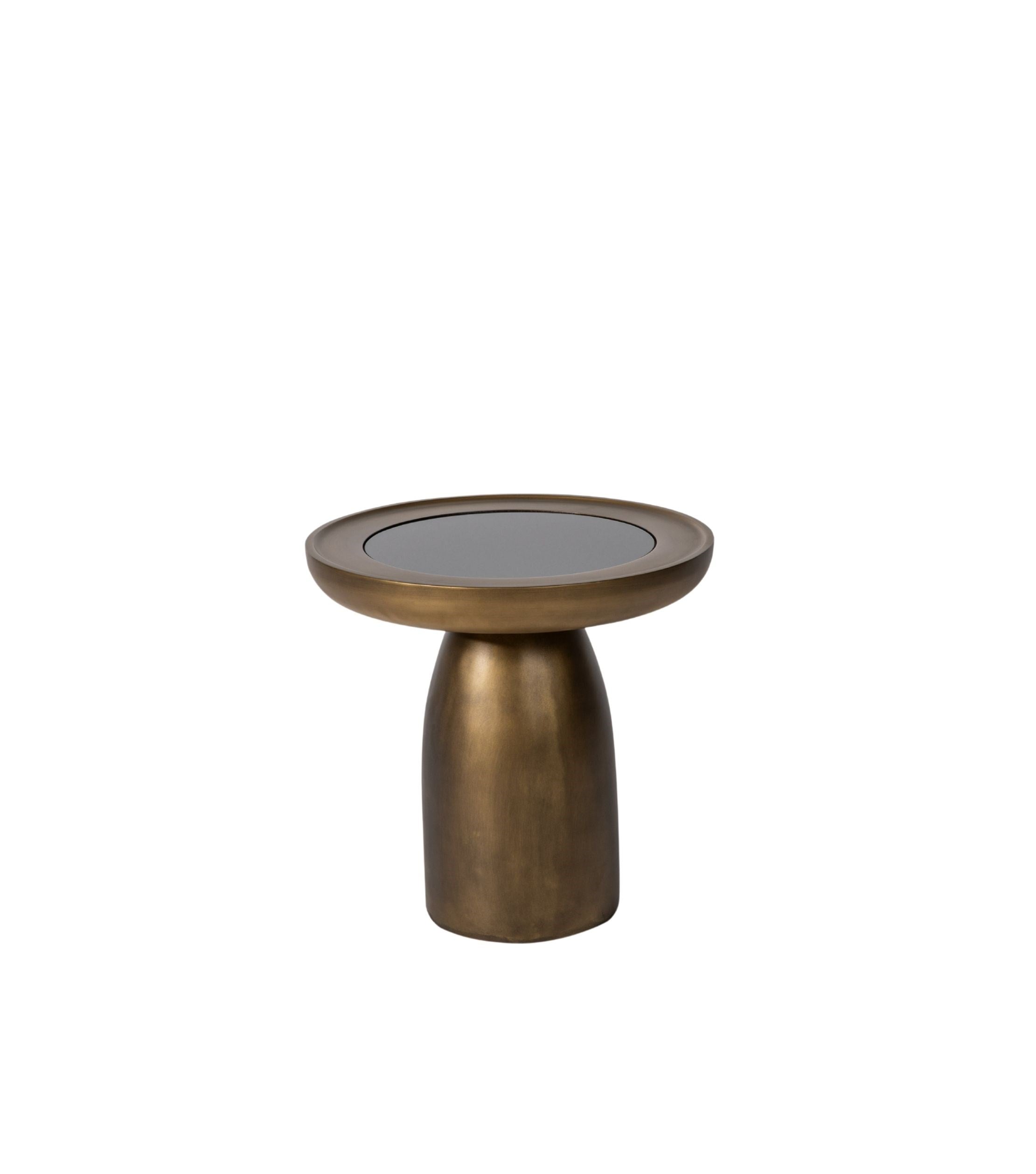 Hills Ahşap Üçlü Orta Sehpa Takımı Cam Detay Mushroom Brass