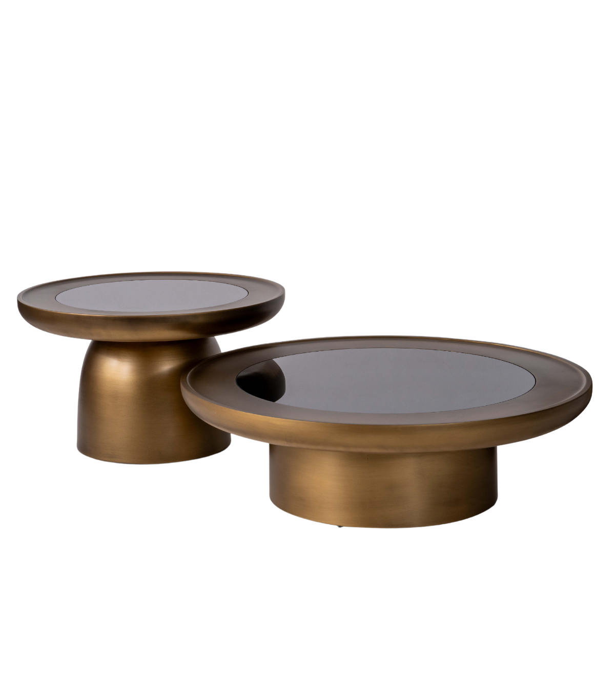Hills Ahşap Üçlü Orta Sehpa Takımı Cam Detay Mushroom Brass
